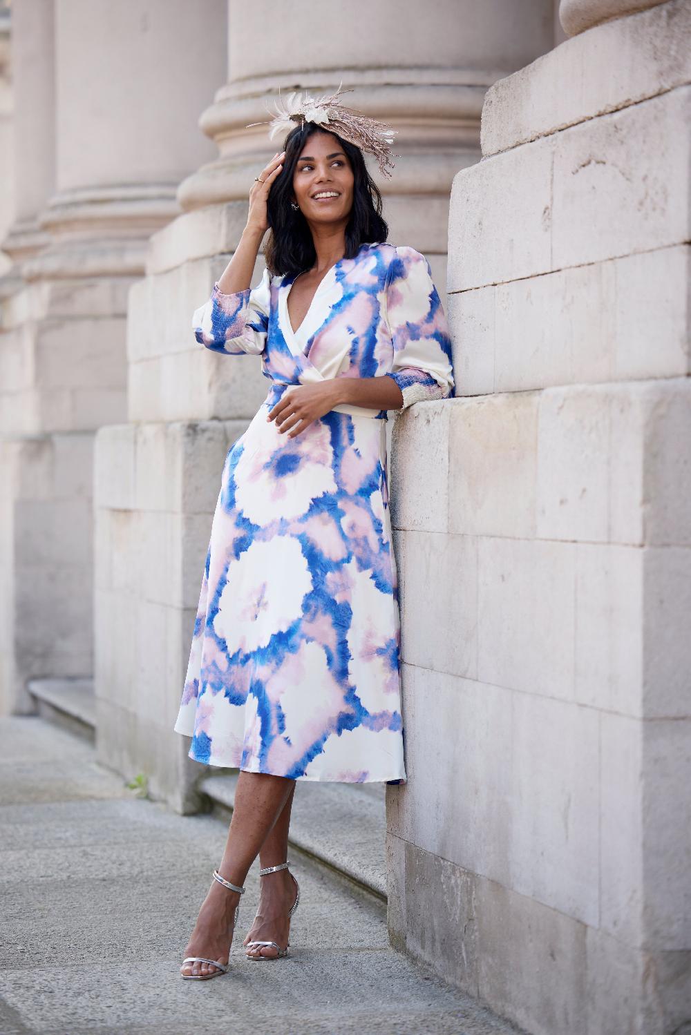 Born Purple & White Print Rexa Dress