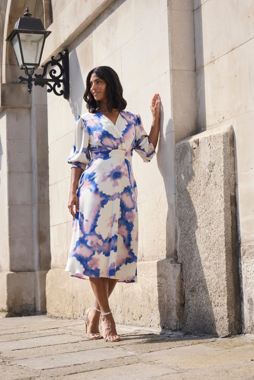 born Purple & White Print Rexa Dress