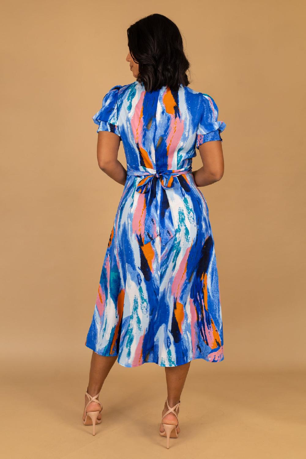 Born Rexa Blue & Pink Abstract Print Dress