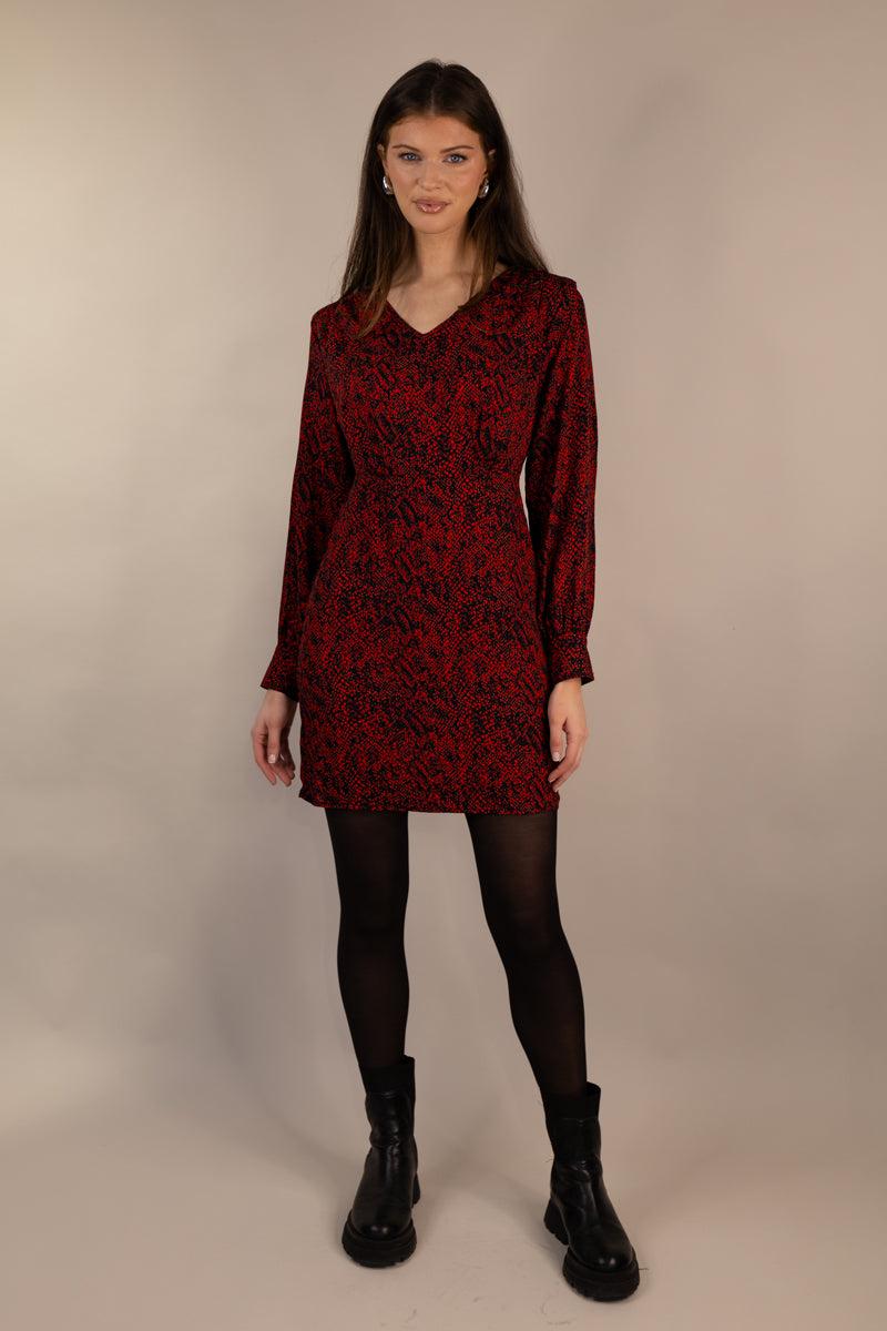 Born Shelly Life Red Snake Print Mini Dress