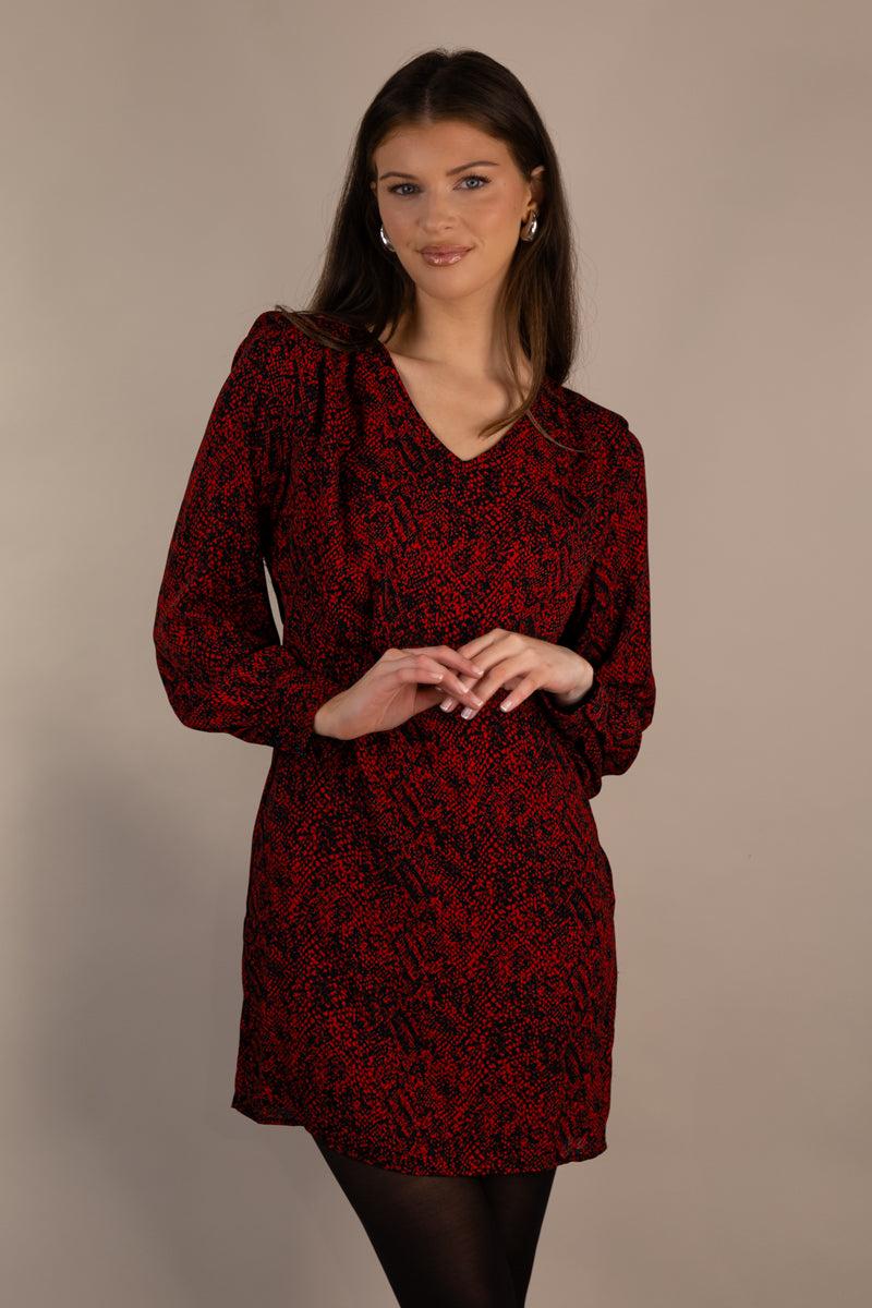 Born Shelly Life Red Snake Print Mini Dress