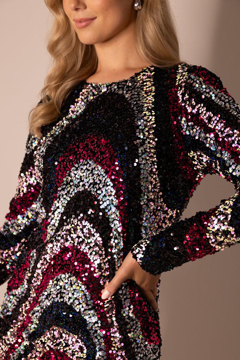 Born Sofie Multi Sequin Bodycon Dress