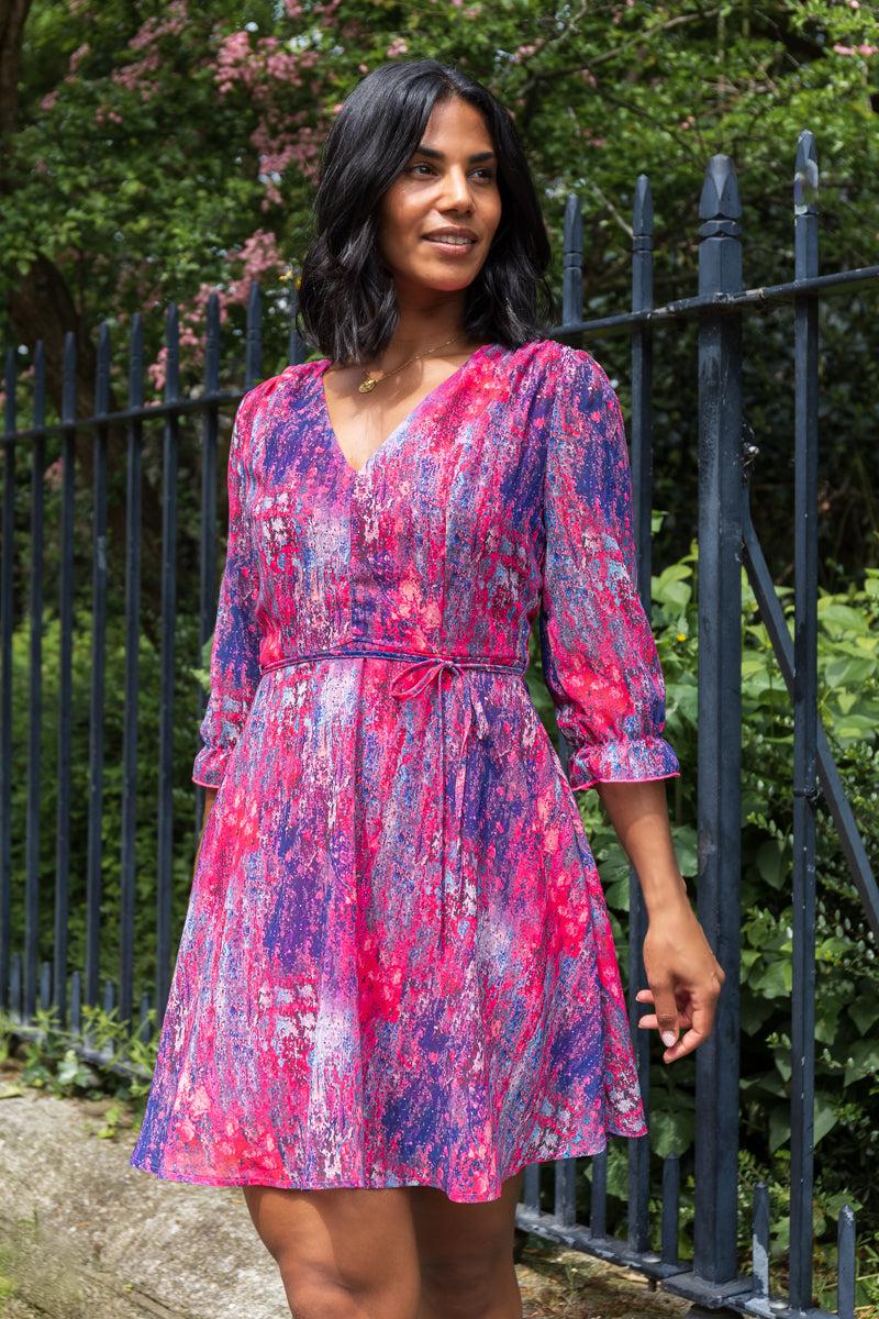 born Soroya Pink & Purple Chiffon Dress