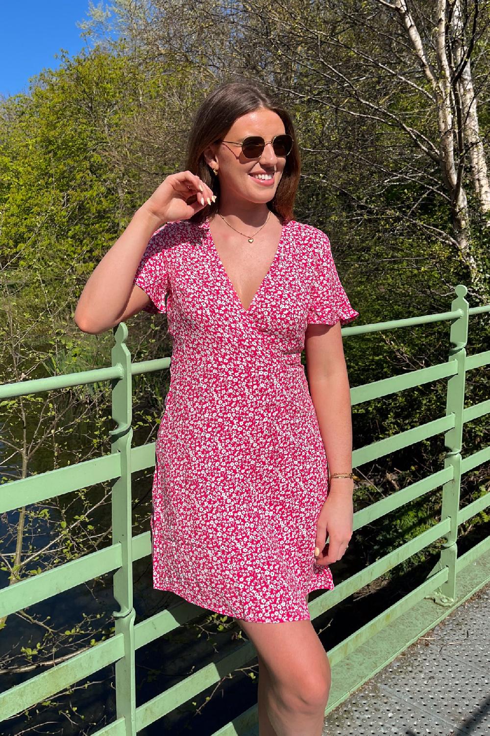 born Tala Pink Floral Wrap Dress