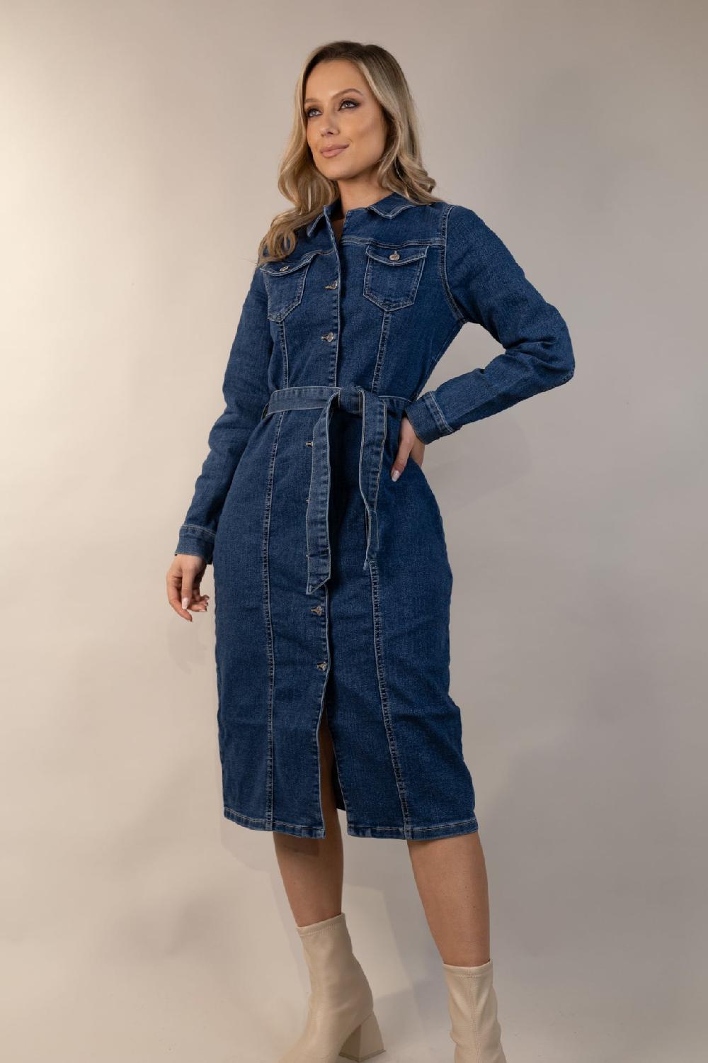 Born Telly Medium Blue Denim Shirt Dress