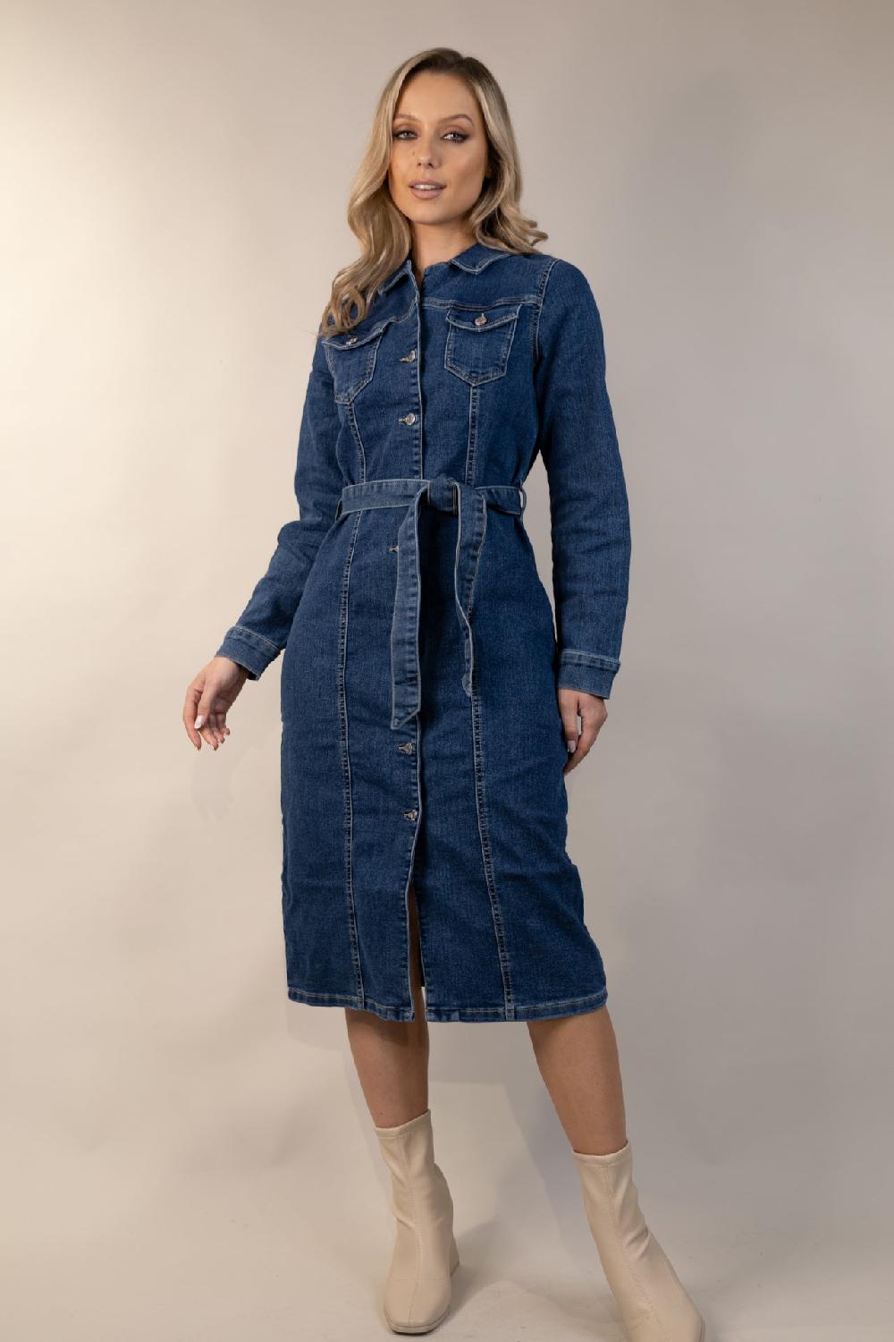 Born Telly Medium Blue Denim Shirt Dress