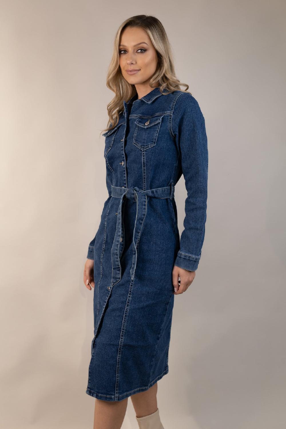 born Telly Medium Blue Denim Shirt Dress