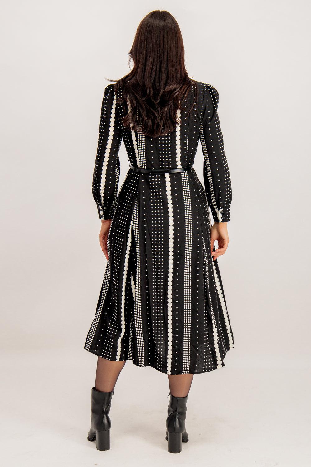 Born Victoria Black & White Geometric Shirt Dress