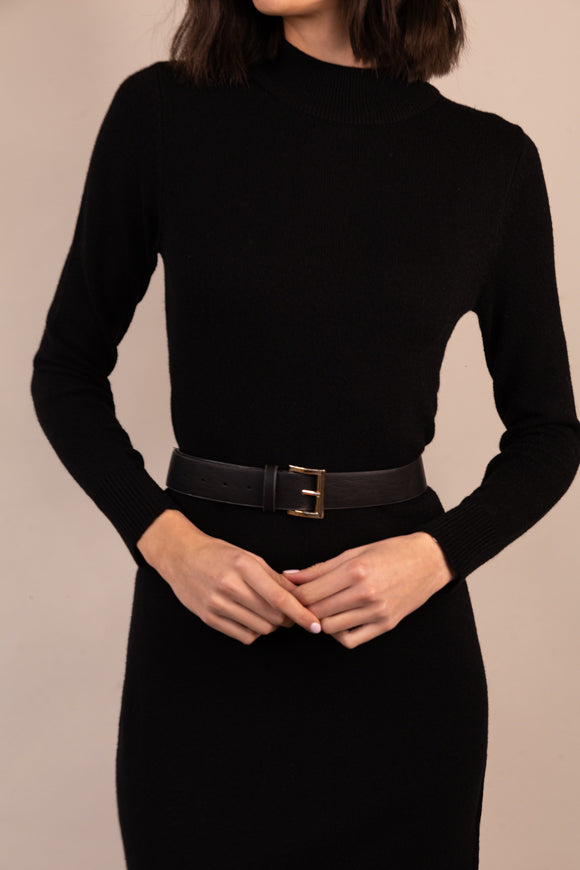 Born Viril Black Crew Neck Dress