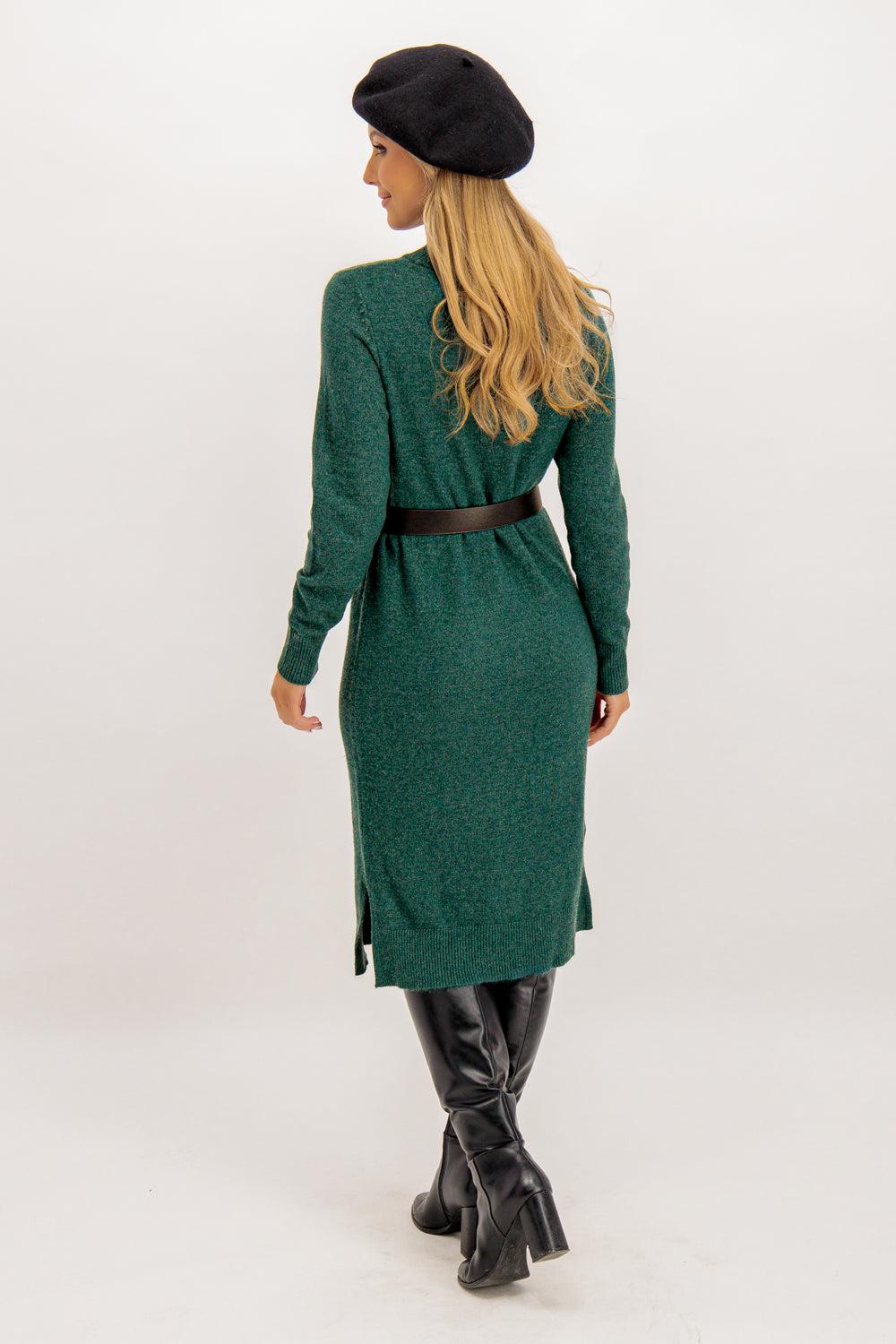 Born Viril Crew Neck Pine Green Knit Dress