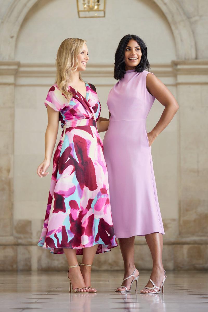 Born Wine & Blue Abstract Print Willow Dress