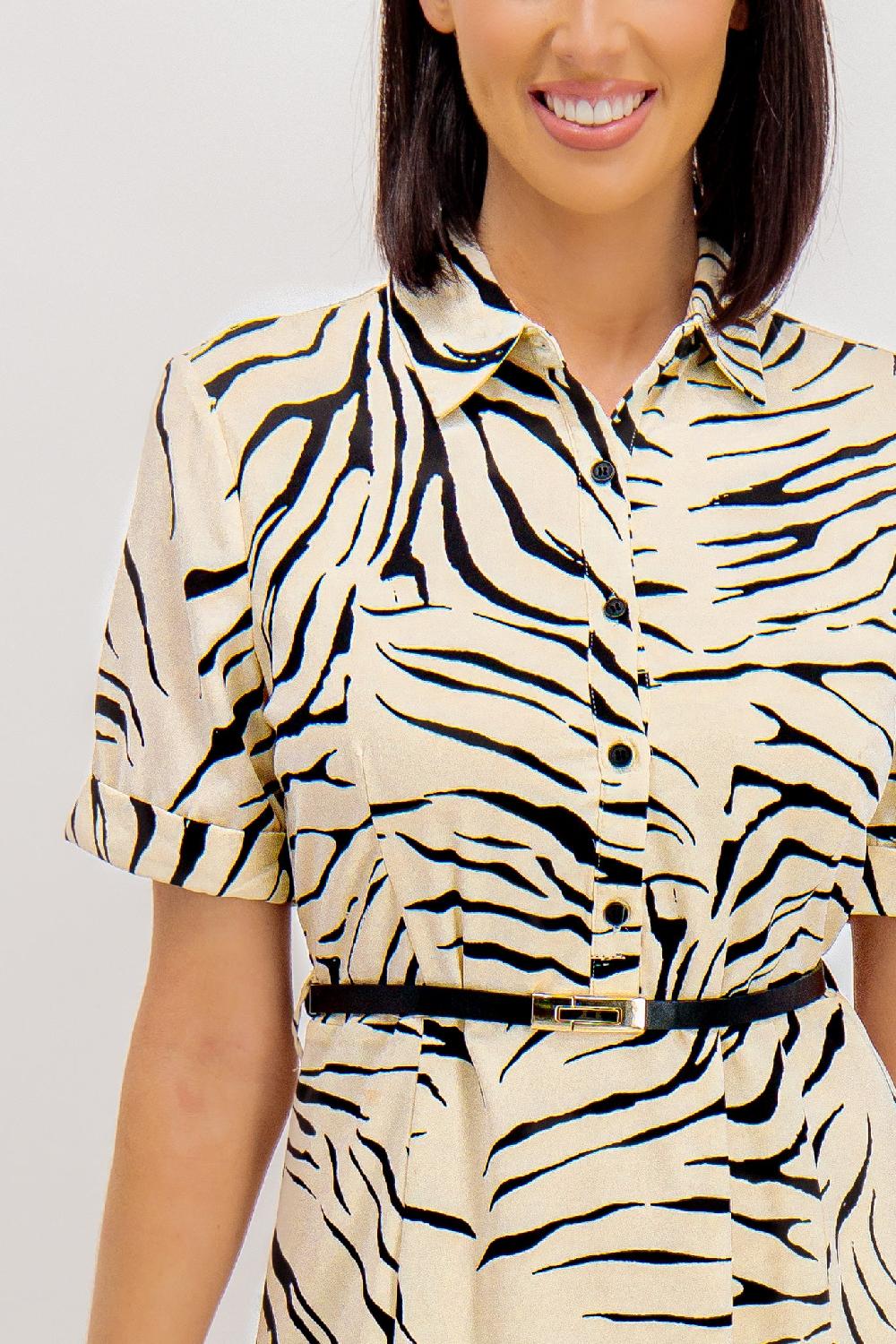 Born Zaharah Belted Zebra Print Dress