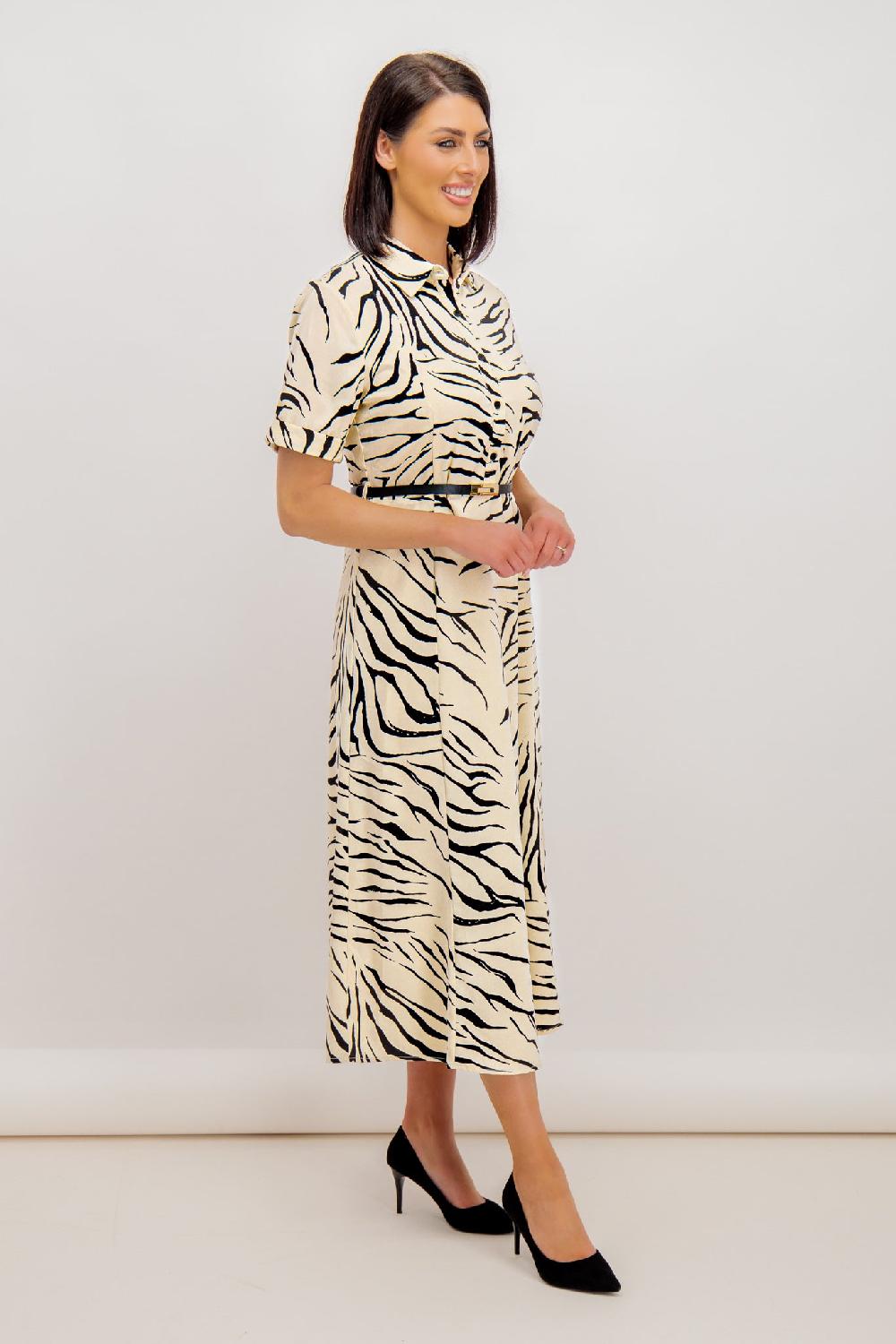 Born Zaharah Belted Zebra Print Dress