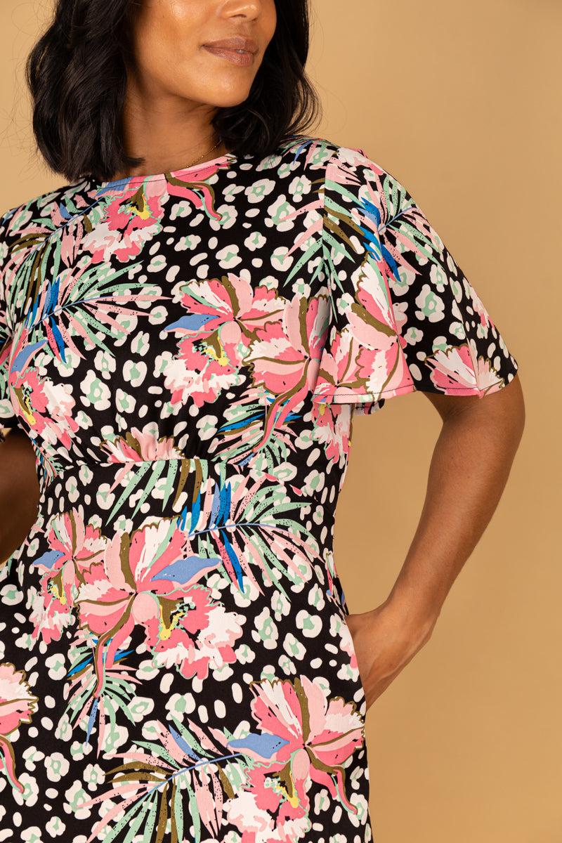 Born Zara Black & Floral Printed Dress