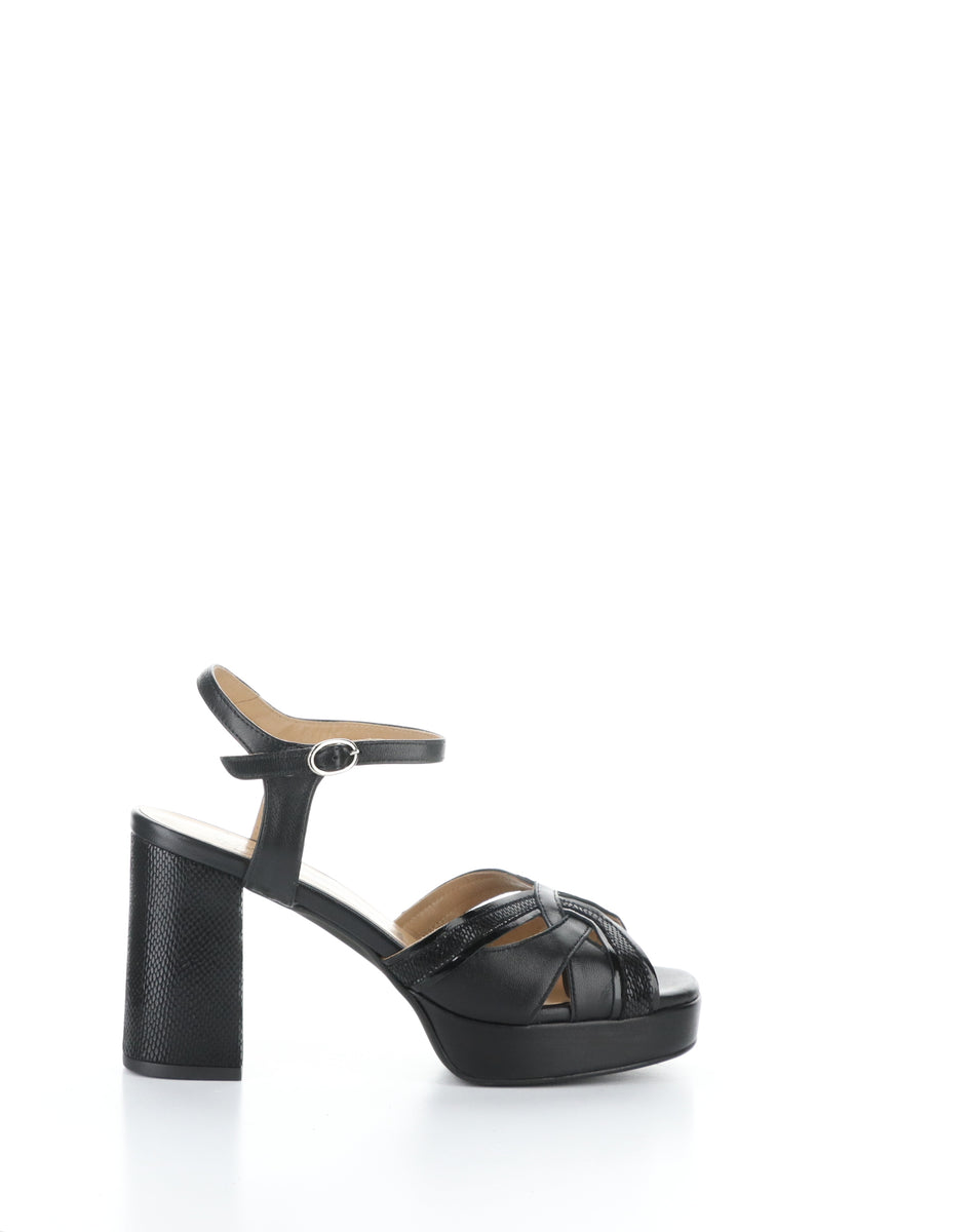 Bos. & Co. EZUI240FLY 003 BLACK Round Toe Sandals