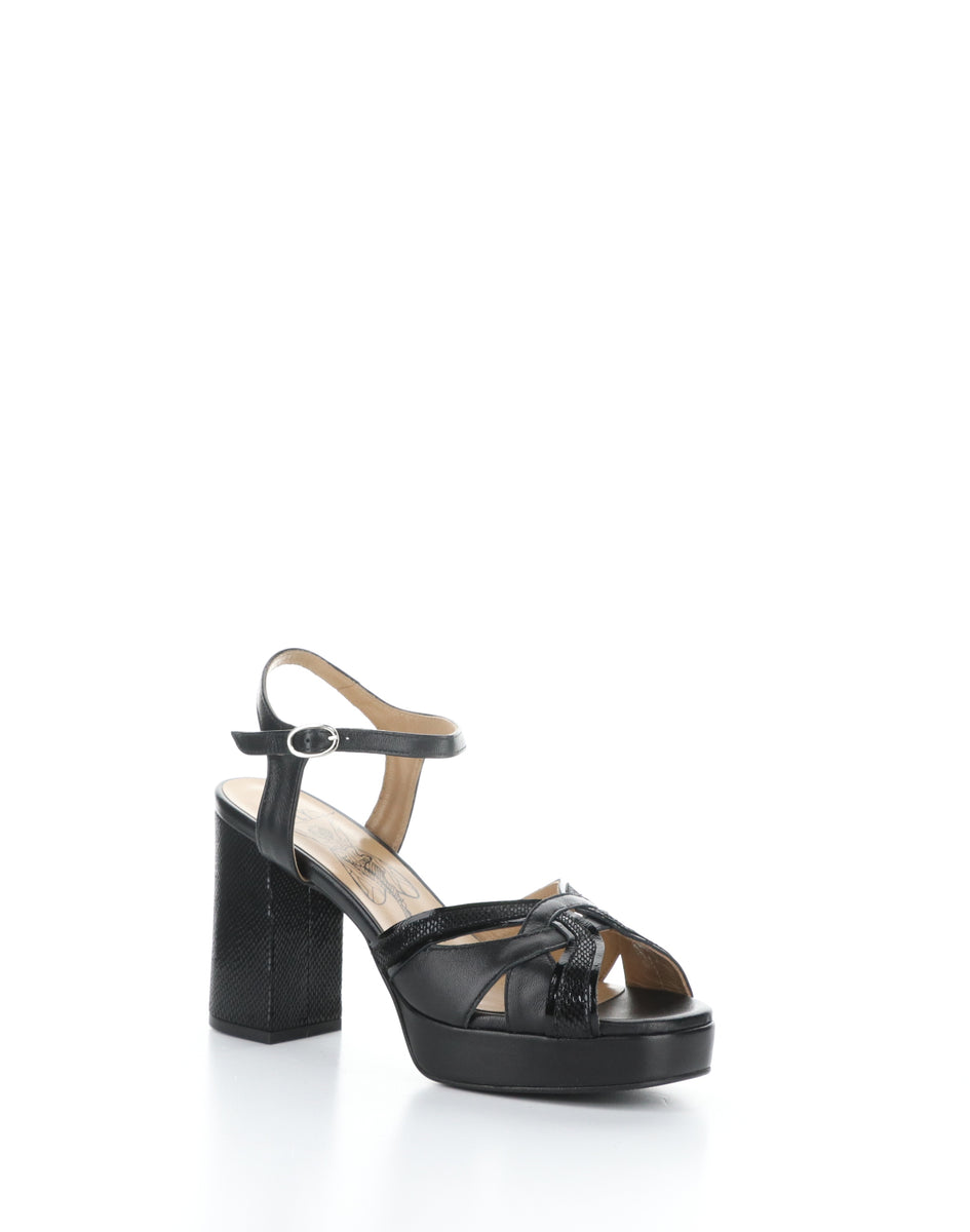 bos. & co. EZUI240FLY 003 BLACK Round Toe Sandals