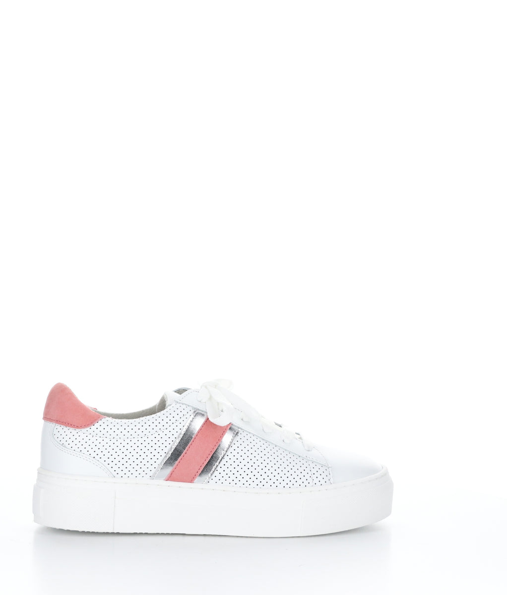 Bos. & Co. MONIC WHITE/SALMON/SILVER Lace-up Trainers