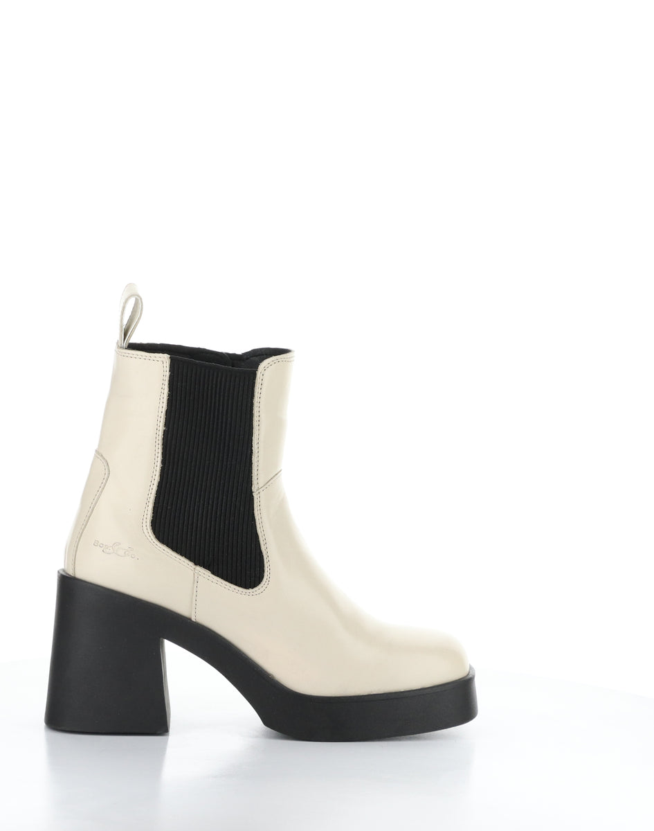 Bos. & Co. VEIL CREAM/BLACK Round Toe Boots