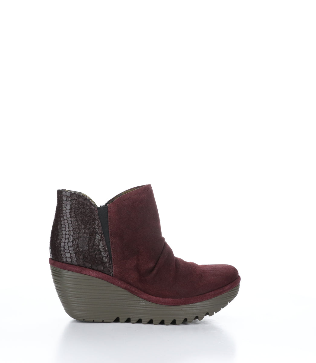 Bos. & Co. YAMY266FLY Wine Zip Up Ankle Boots