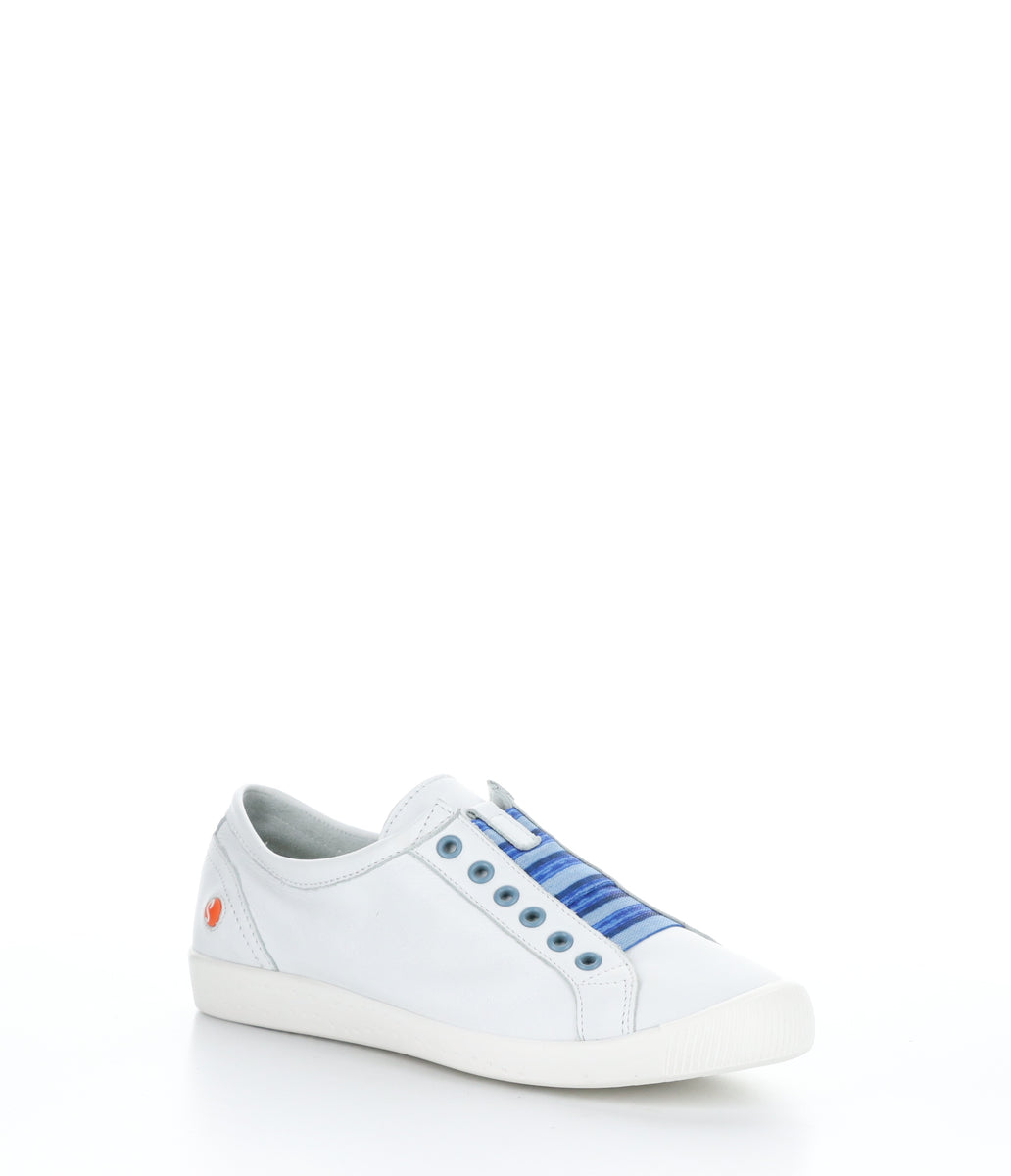 bos. & co. IRIT637SOF Smooth White W/ Blue Elastic Slip-on Trainers