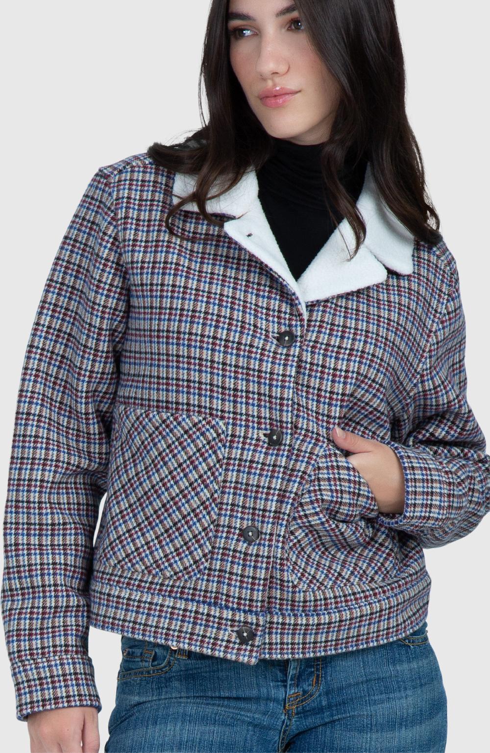 boston traders Americana Plaid Bonded Trucker Jacket