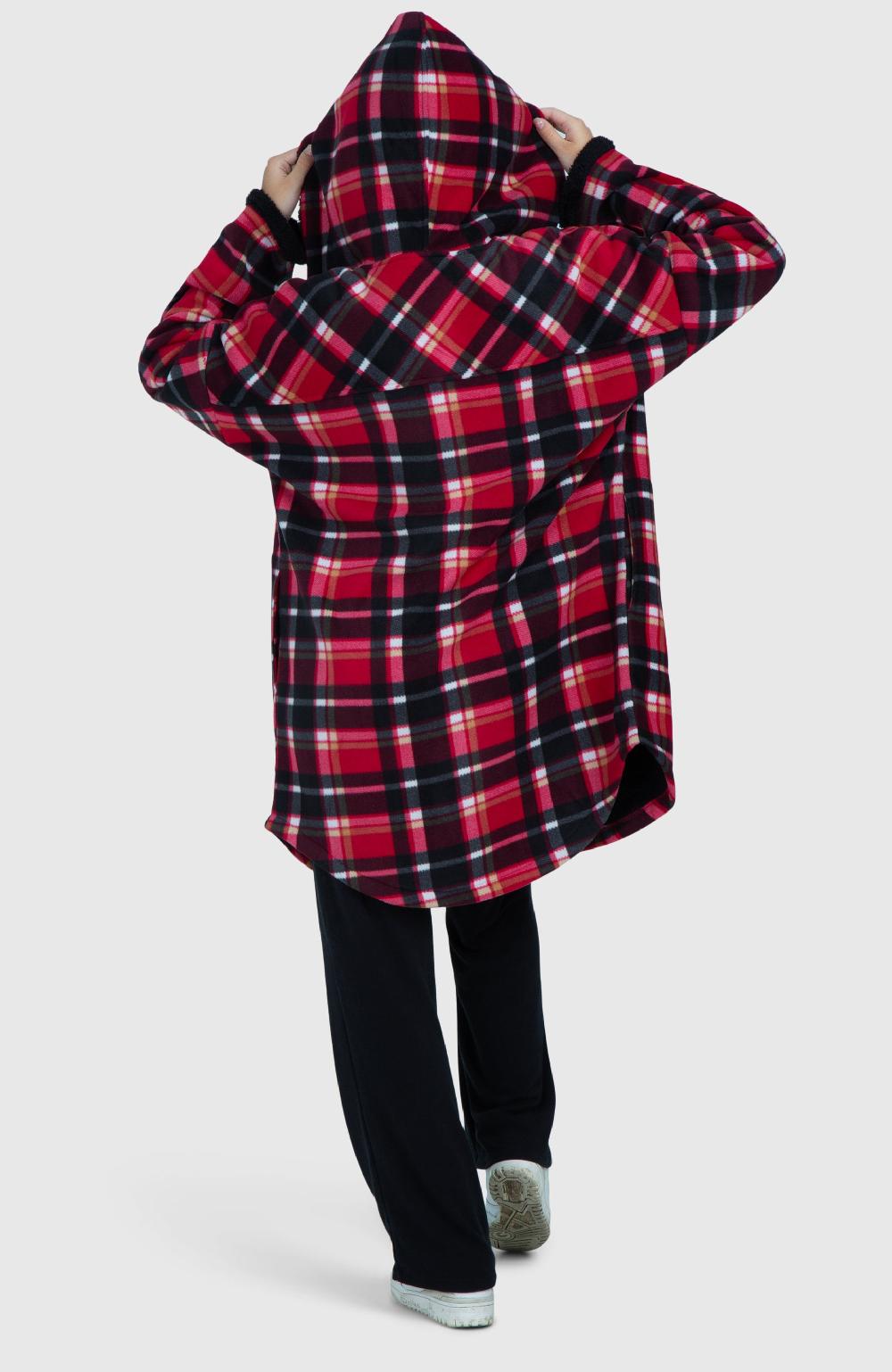 Boston Traders Black Cherry Long Oversized Plush Hooded Jacket
