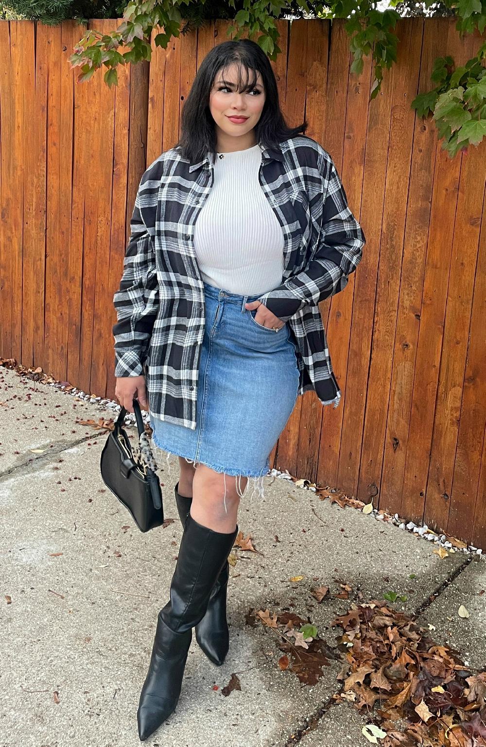 Boston Traders Black Moonlight Boyfriend Plaid Shirt