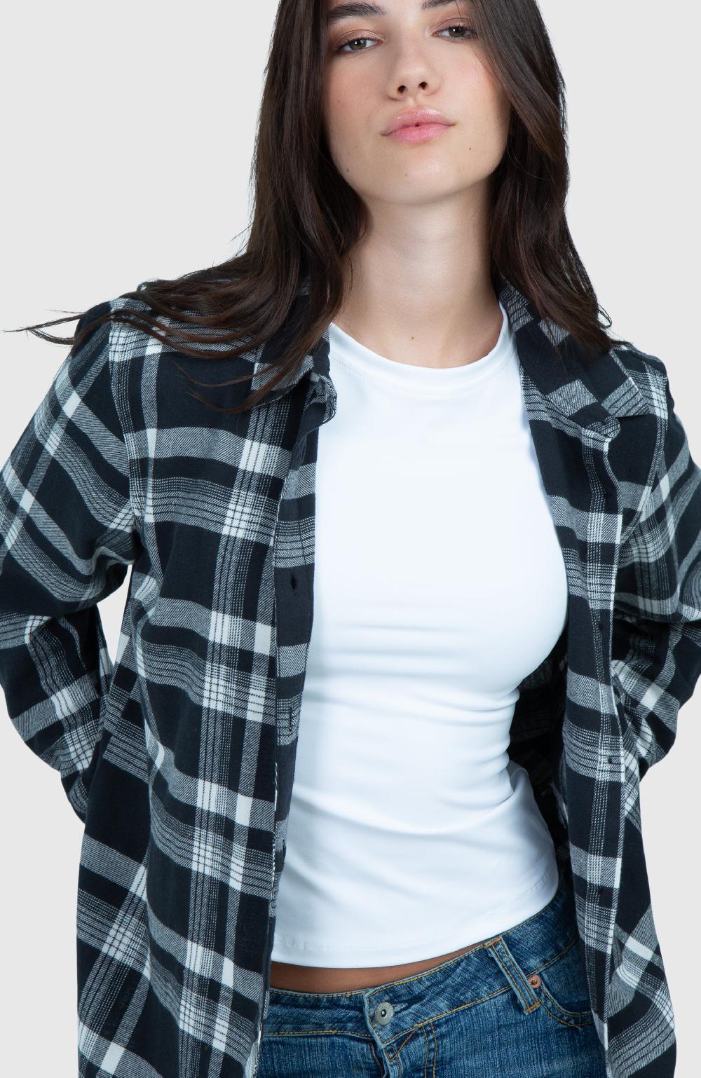 boston traders Black Moonlight Boyfriend Plaid Shirt