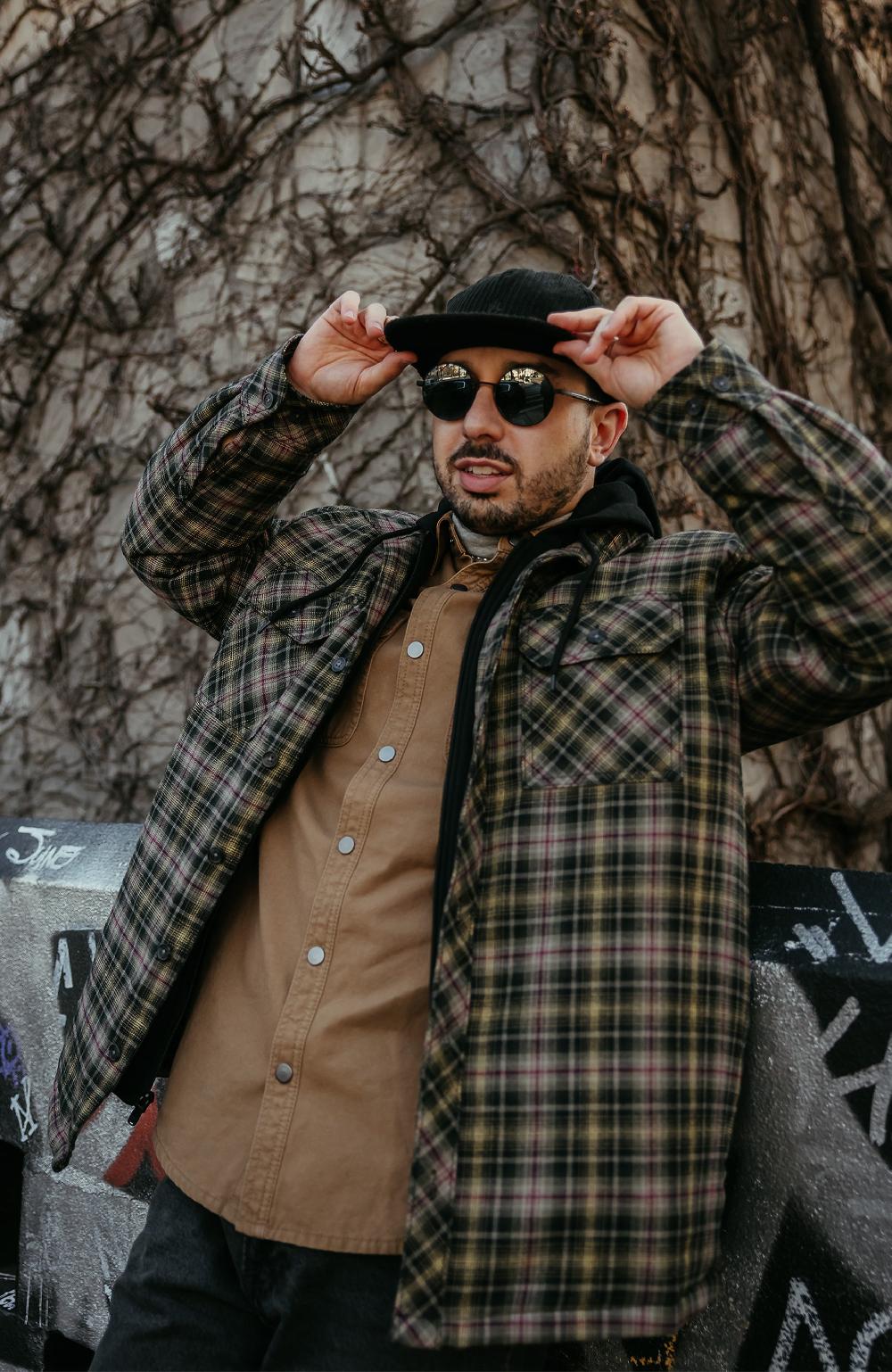 Boston Traders Black Pine Hooded Flannel Shirt Jacket