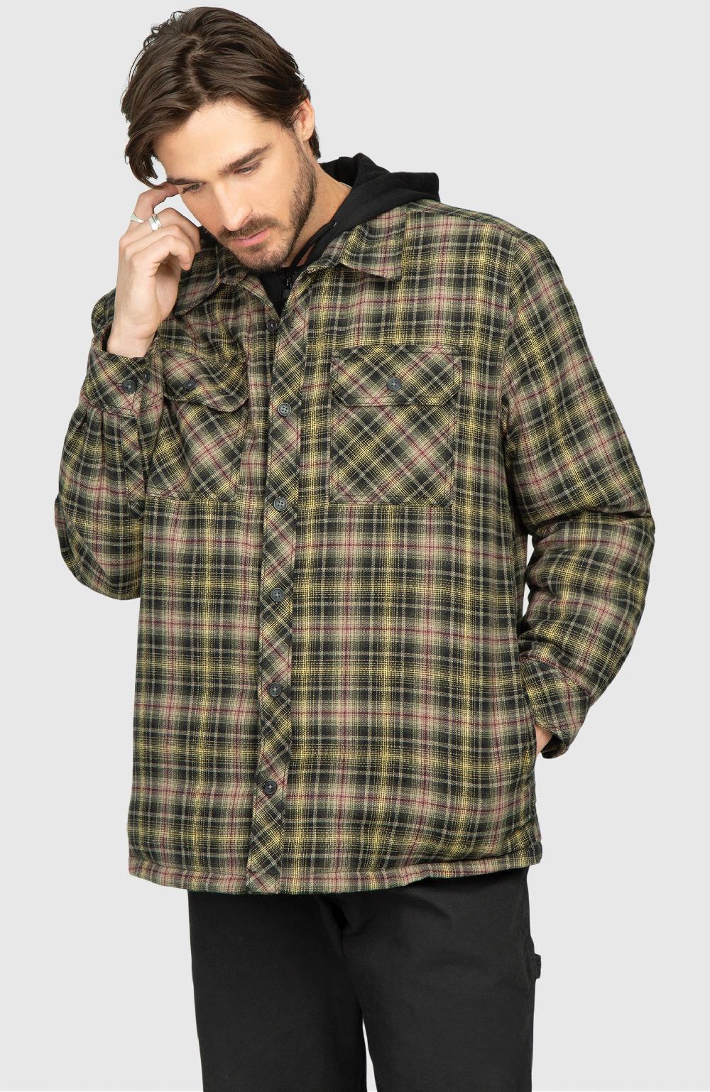 Boston Traders Black Pine Hooded Flannel Shirt Jacket