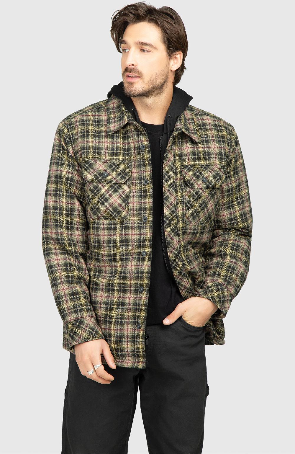 boston traders Black Pine Hooded Flannel Shirt Jacket