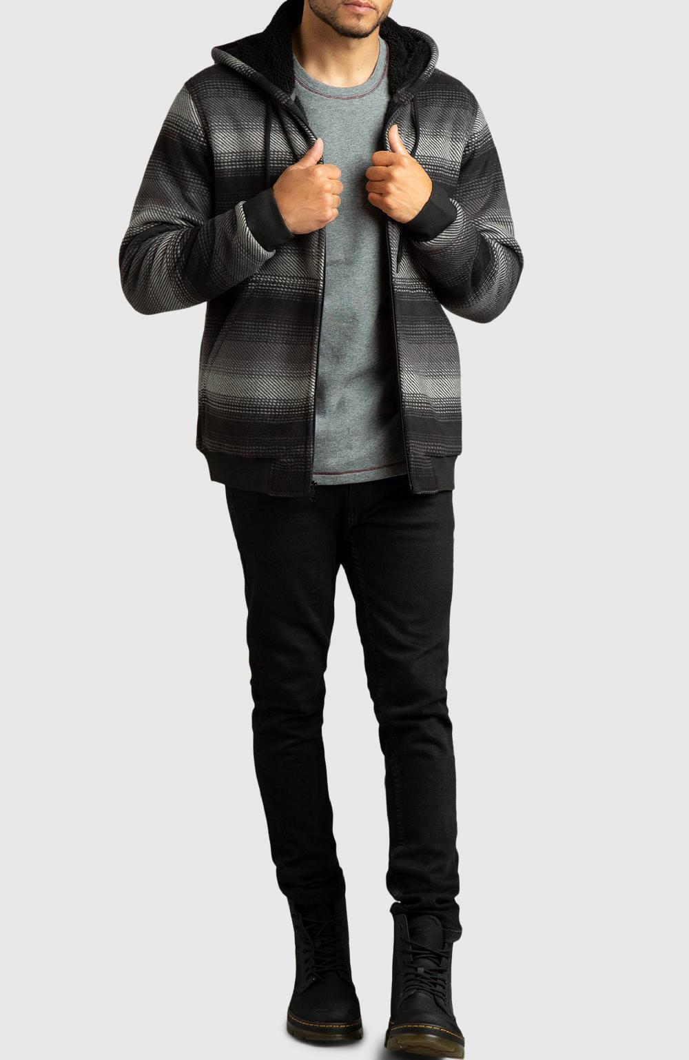 Boston Traders Black Polar Fleece Hooded Bomber Jacket