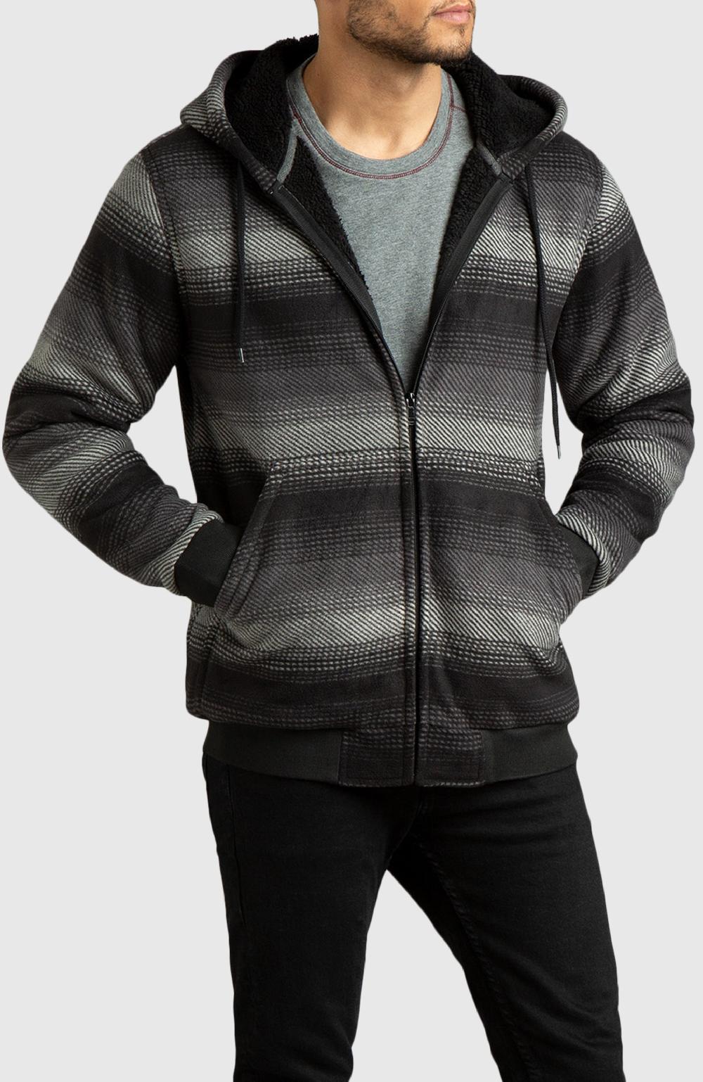 boston traders Black Polar Fleece Hooded Bomber Jacket