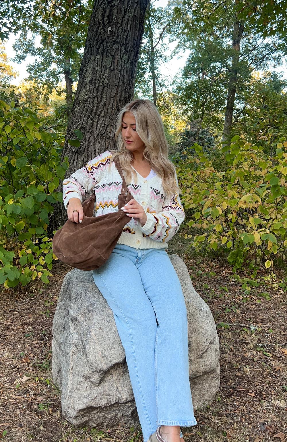 Boston Traders Blossom Cream Jacquard Cardigan Sweater