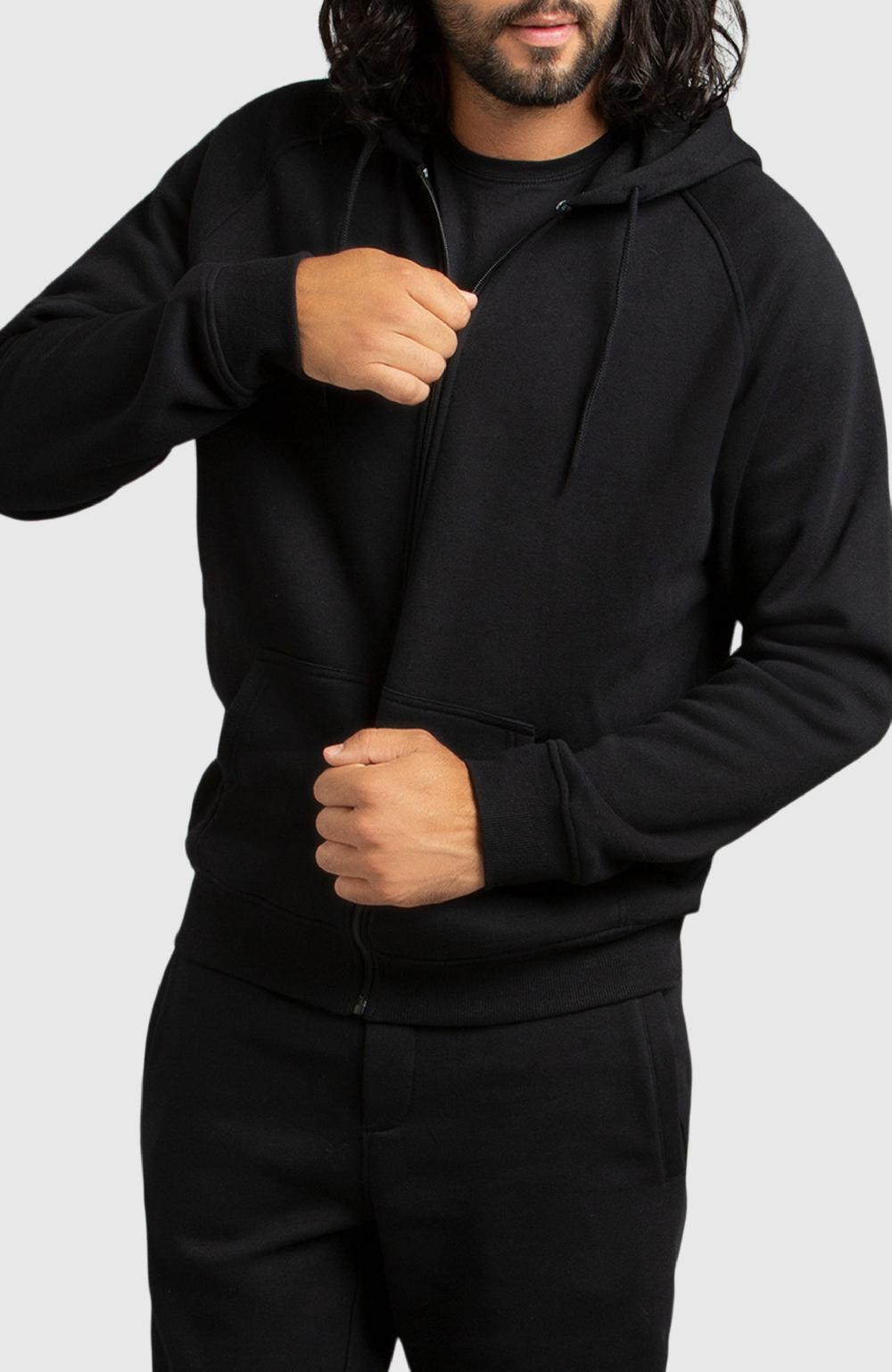 Boston Traders Black Front Zip Fleece Hoodie
