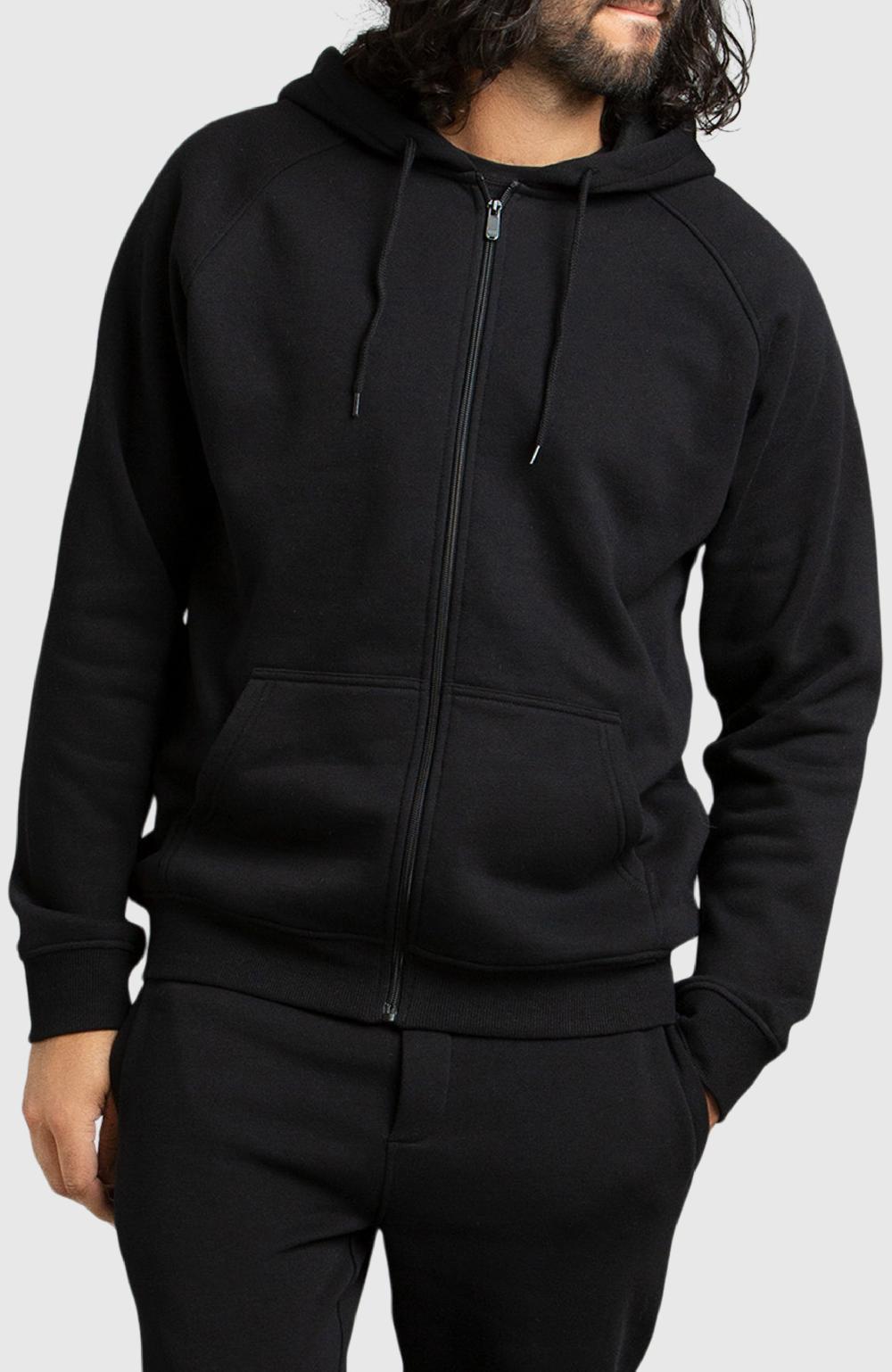 boston traders Black Front Zip Fleece Hoodie