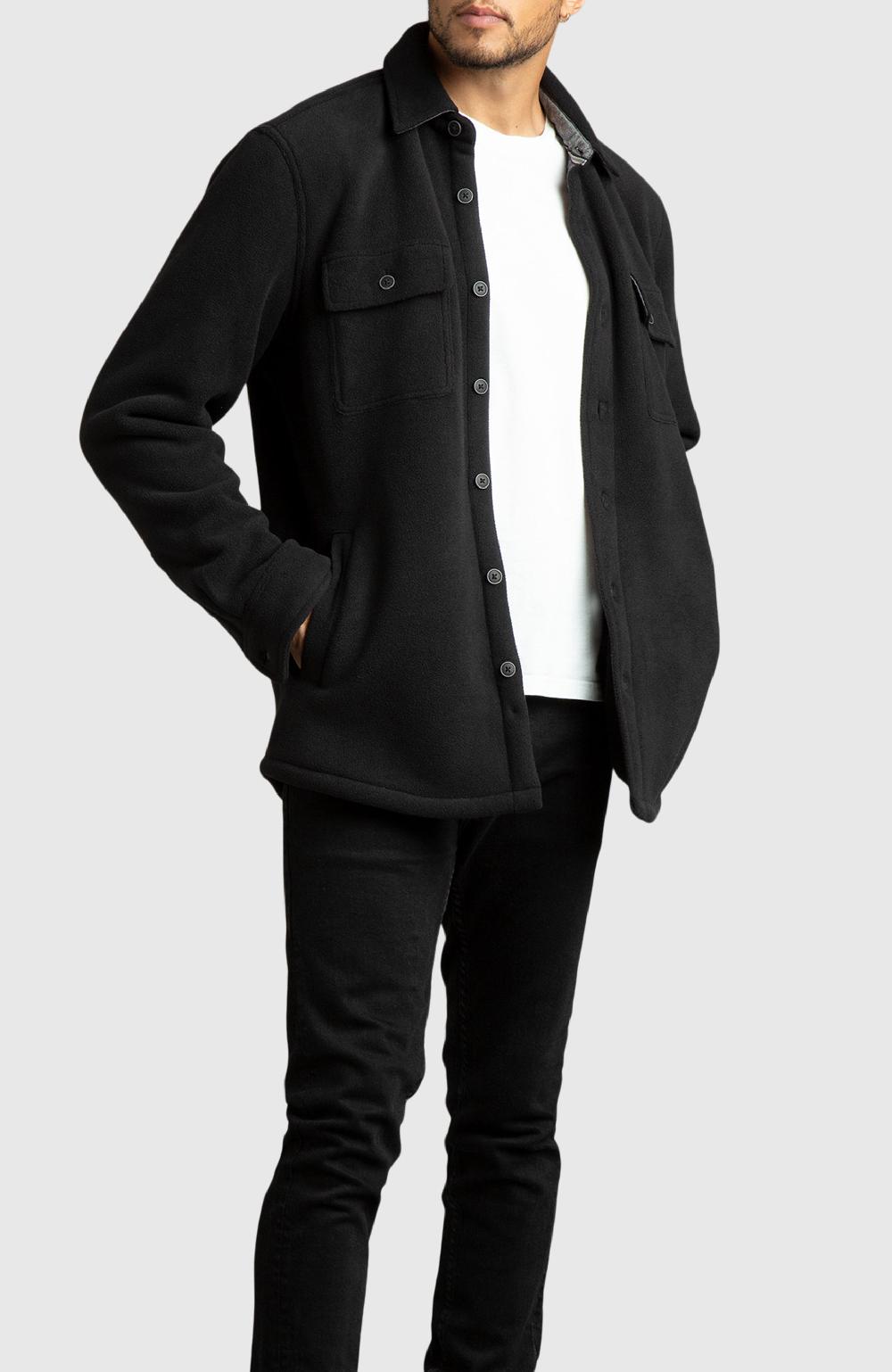 Boston Traders Black Polar Fleece Shirt Jacket