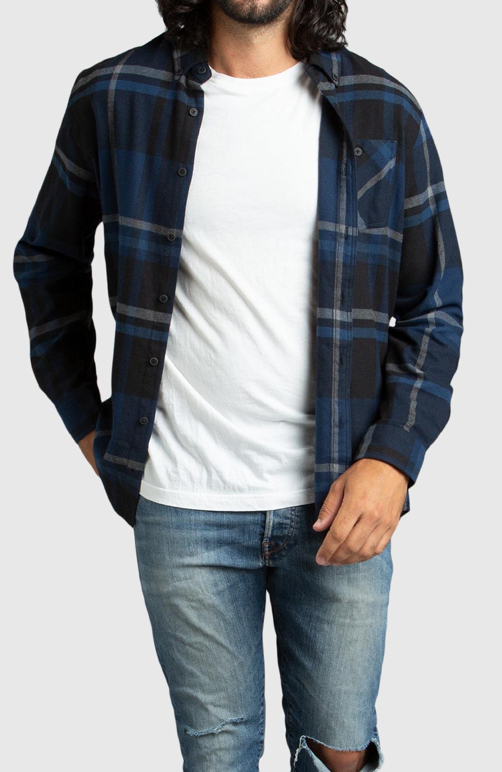 Boston Traders Blue And Black Plaid Flannel Shirt