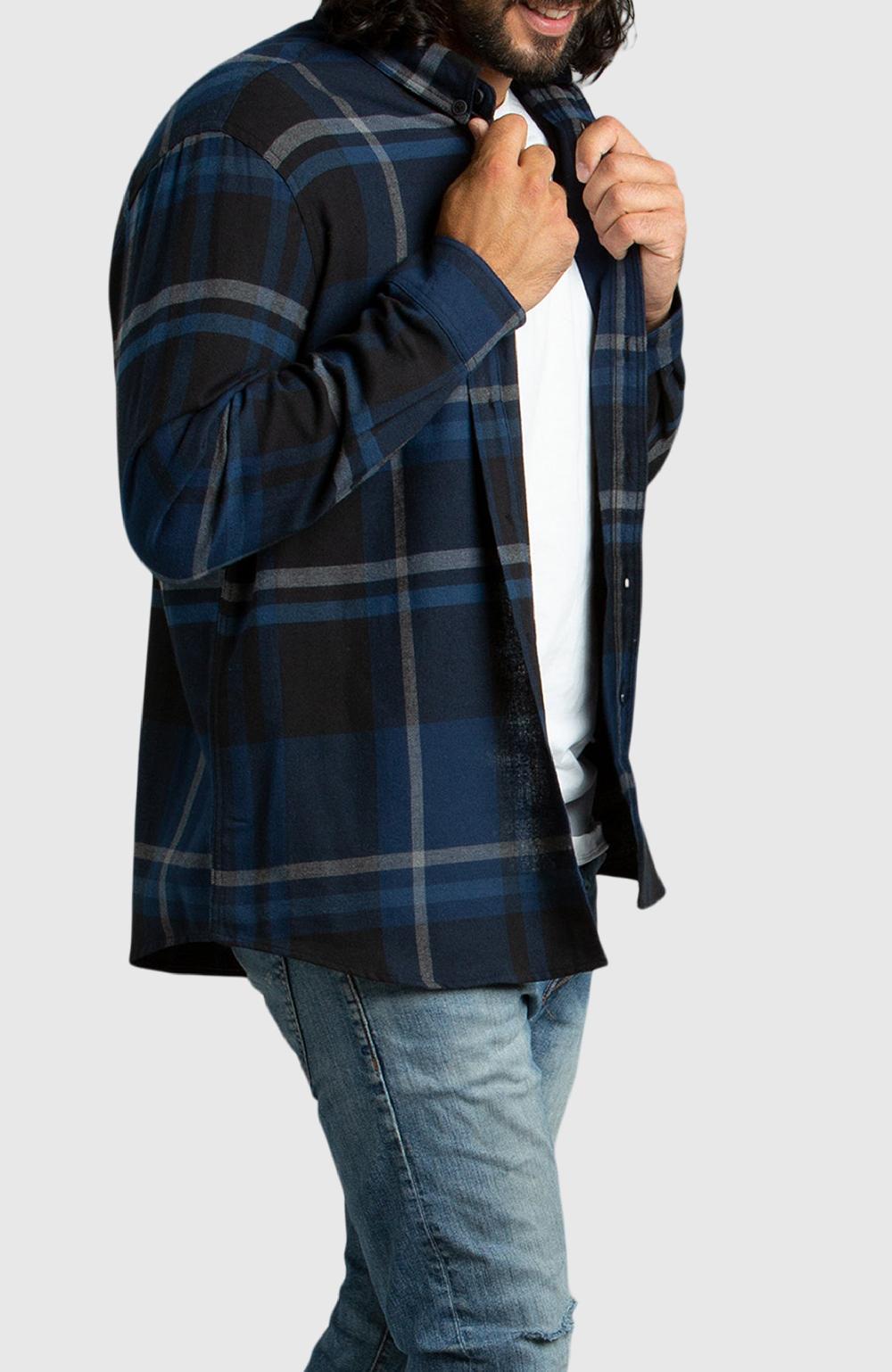 boston traders Blue and Black Plaid Flannel Shirt