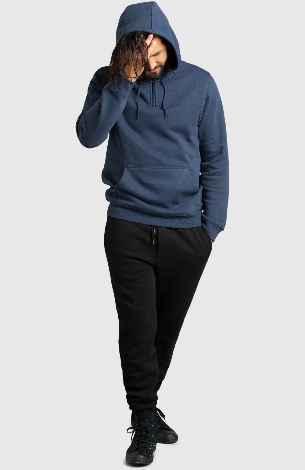 Boston Traders Blue Half-Zip Fleece Hoodie