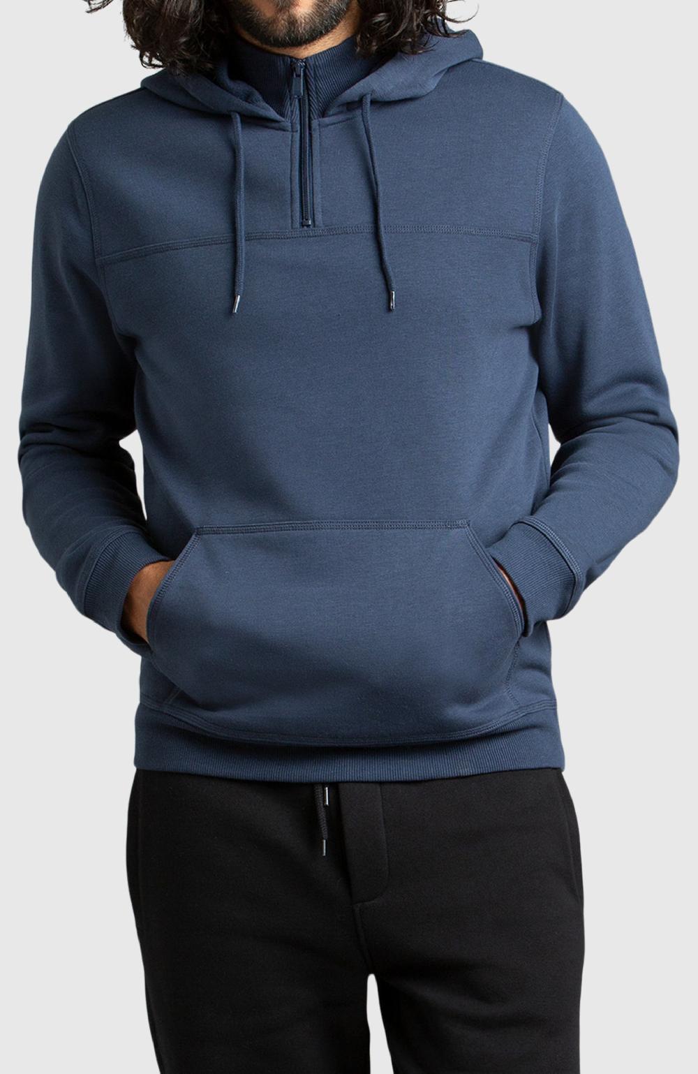 boston traders Blue Half-Zip Fleece Hoodie