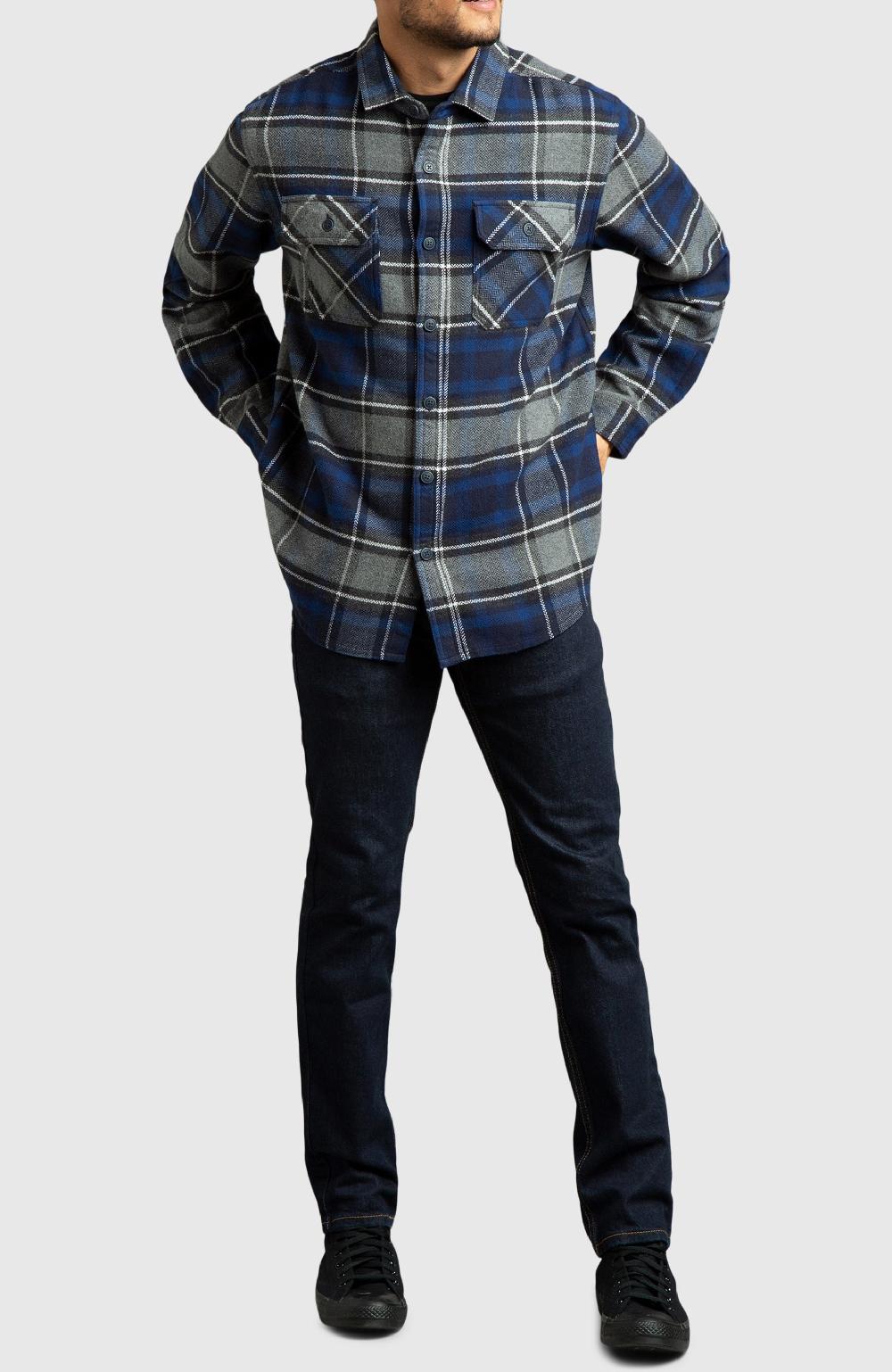 Boston Traders Blue Herringbone Plaid Overshirt