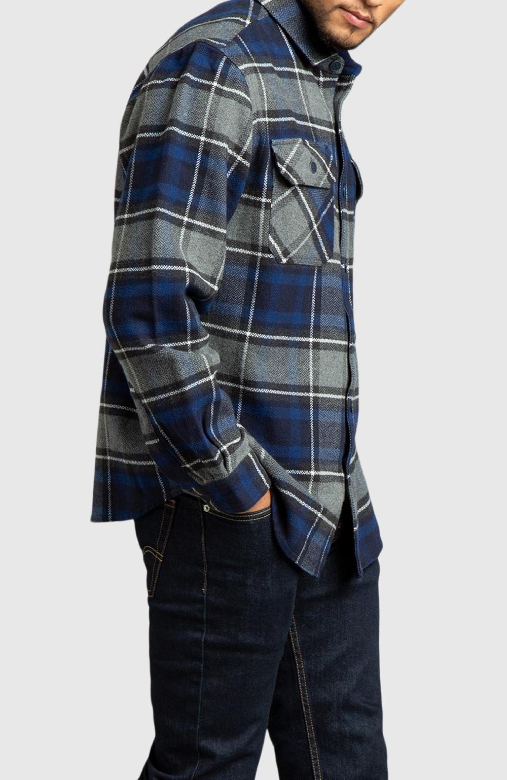 Boston Traders Blue Herringbone Plaid Overshirt