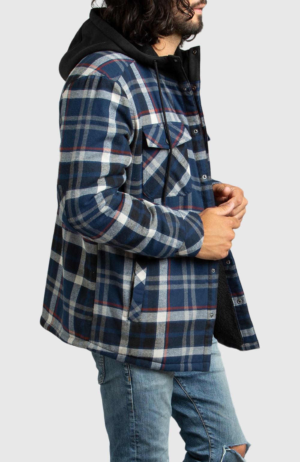 Boston Traders Blue Hooded Flannel Shirt Jacket