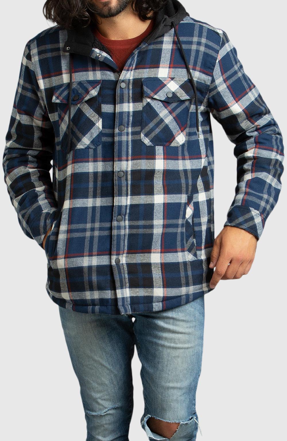 boston traders Blue Hooded Flannel Shirt Jacket