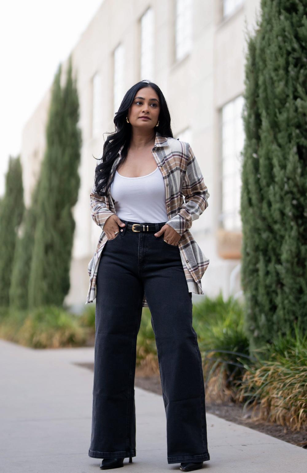 Boston Traders Brown Sugar Boyfriend Plaid Shirt