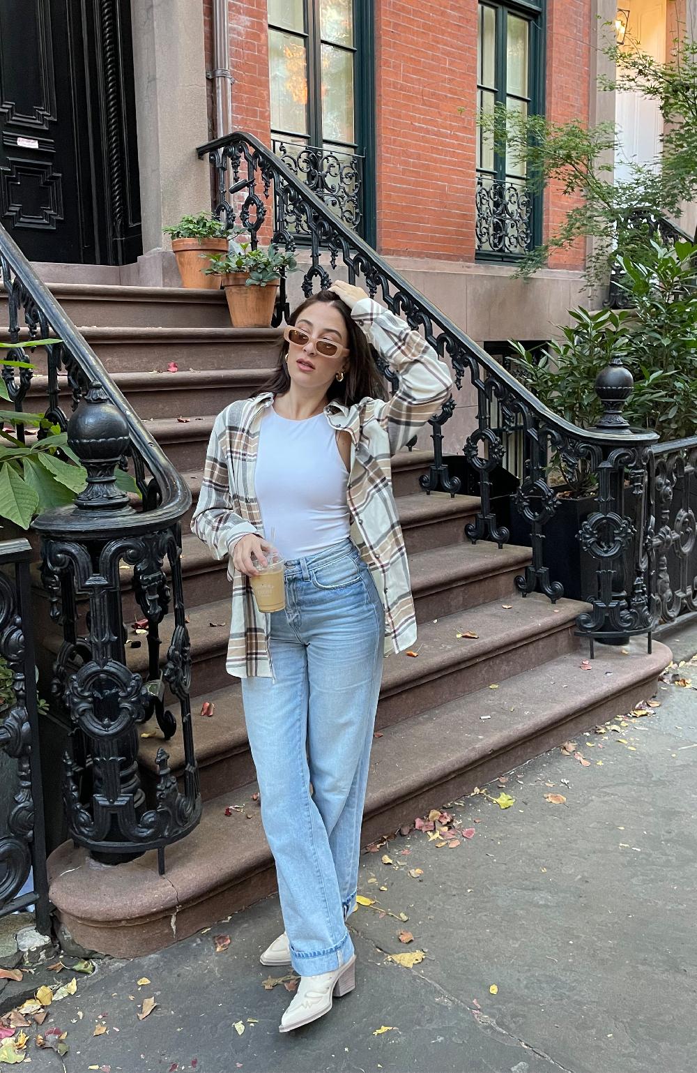 Boston Traders Brown Sugar Boyfriend Plaid Shirt