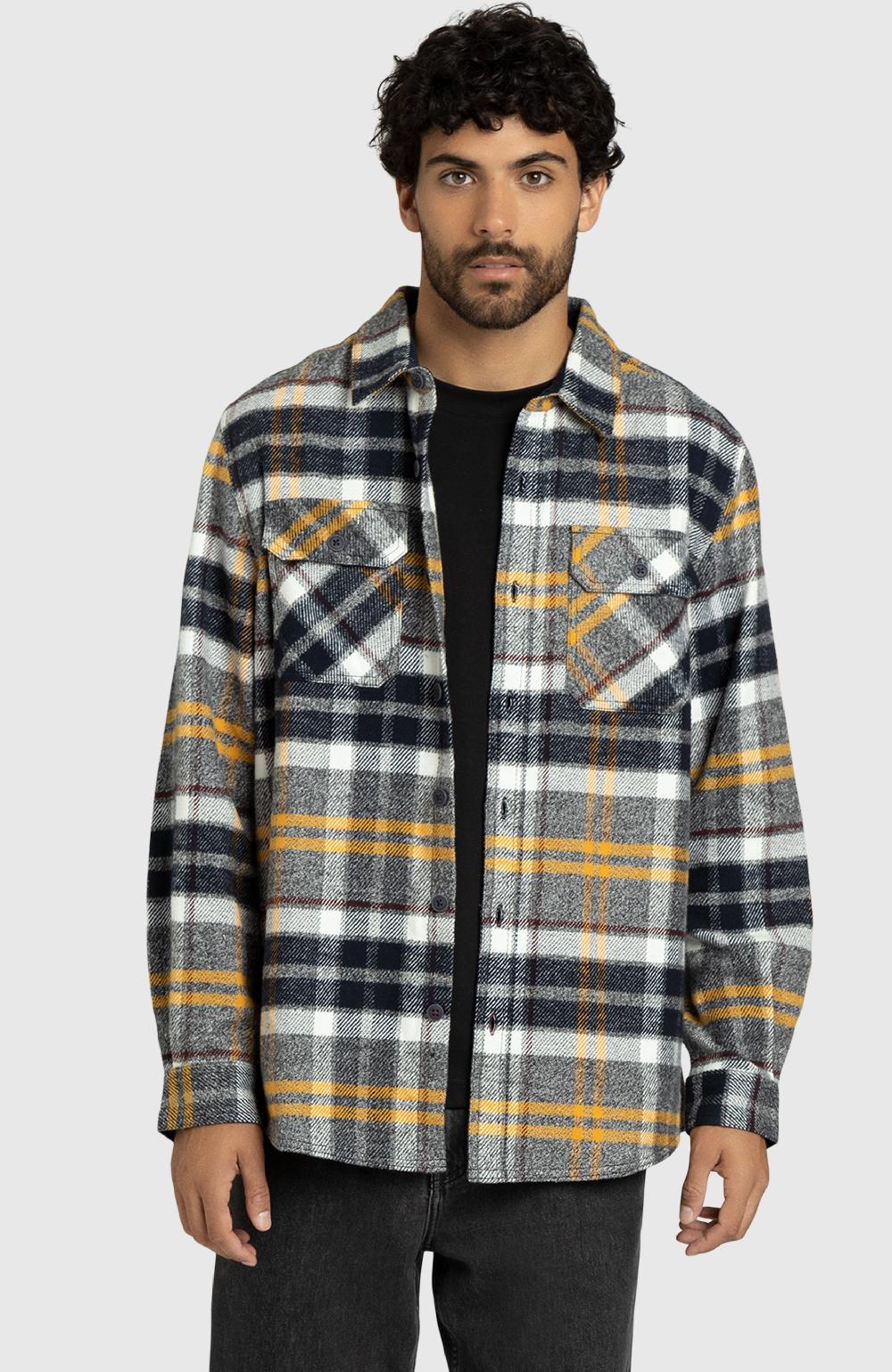 boston traders Dijon Melange Plaid Overshirt