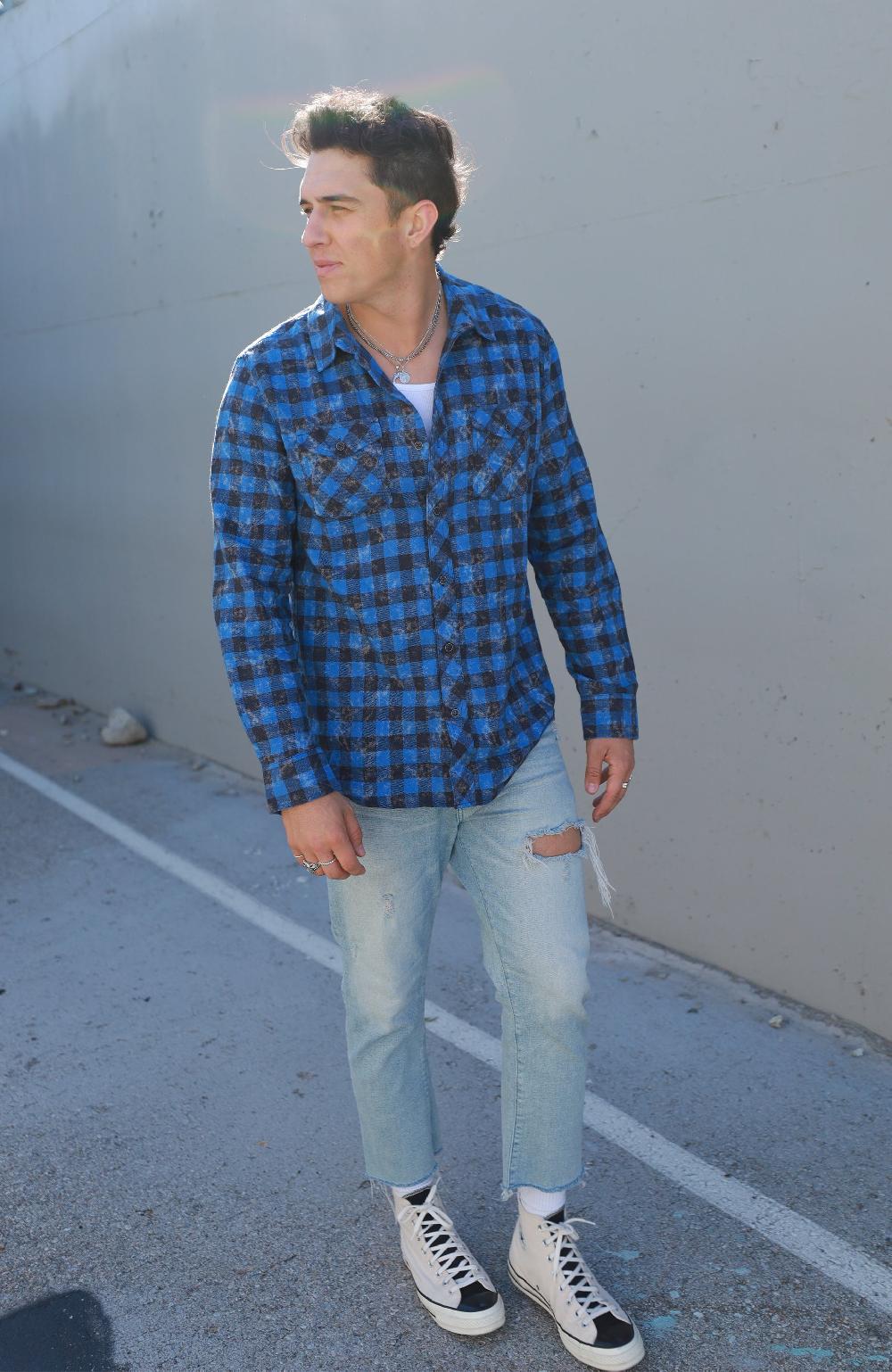Boston Traders Federal Blue Plaid Flannel Shirt