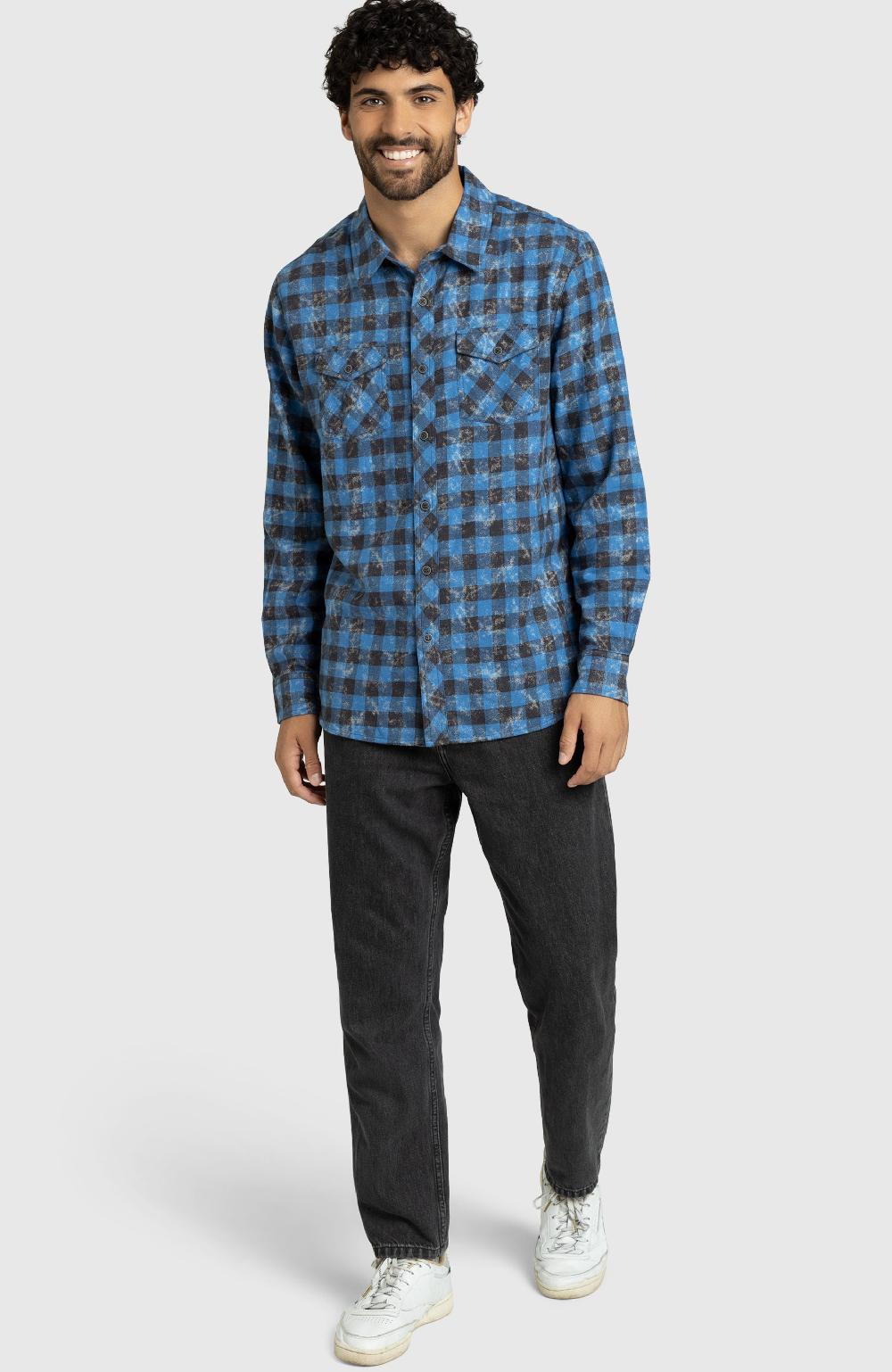 Boston Traders Federal Blue Plaid Flannel Shirt